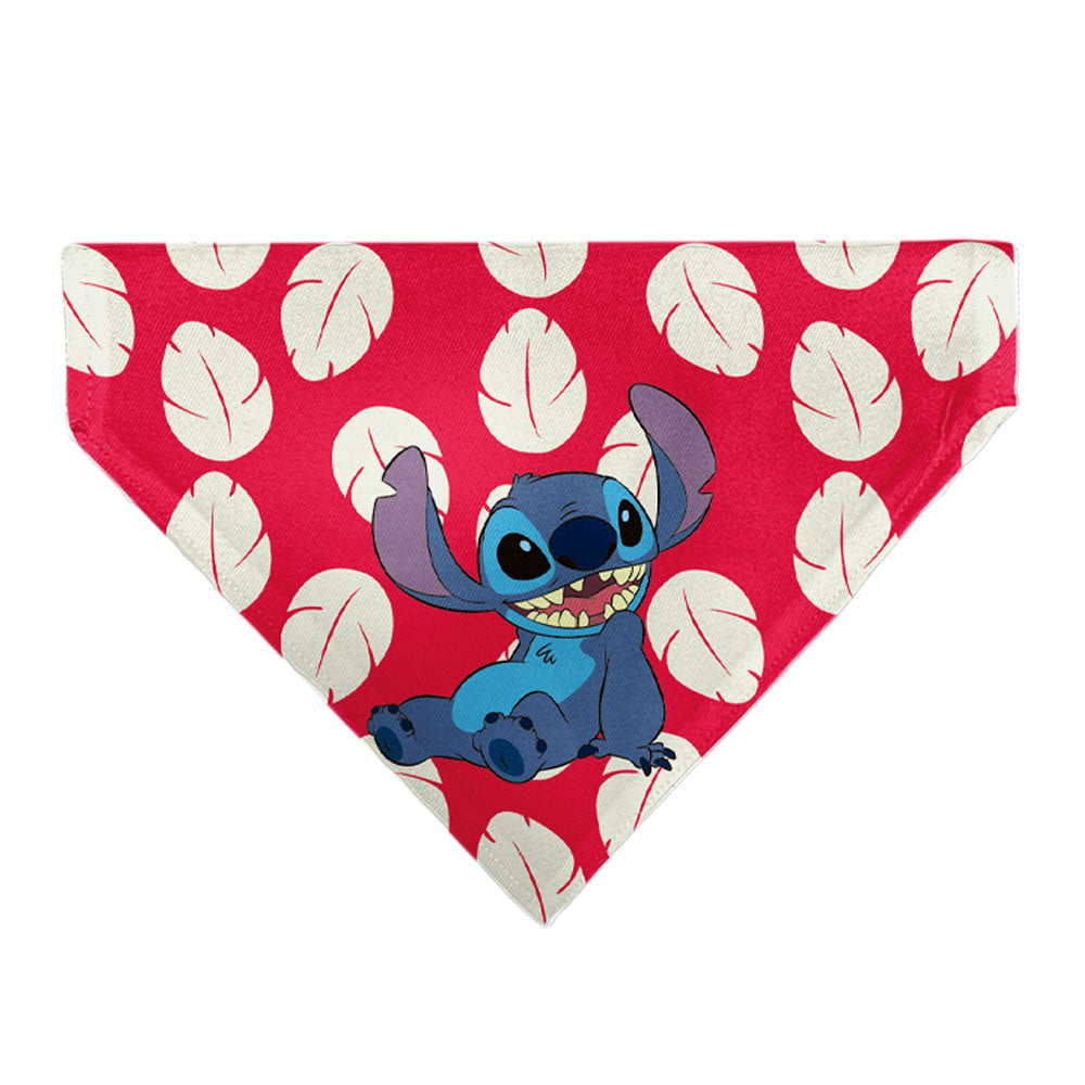Pet Bandana - Lilo Dress Leaves & Stitch Sitting Pose Red/White Pet Bandanas Disney