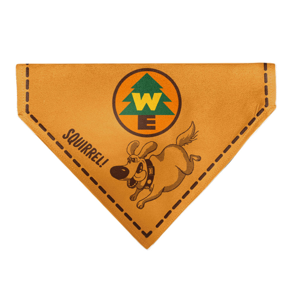 Pet Bandana - Up Dug SQUIRREL Pose and Wilderness Explorer Badge Orange Pet Bandanas Disney