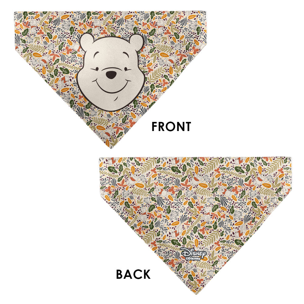 Pet Bandana - Winnie the Pooh Smiling Face/Foliage Collage Beige/Green/Orange/Yellow Pet Bandanas Disney