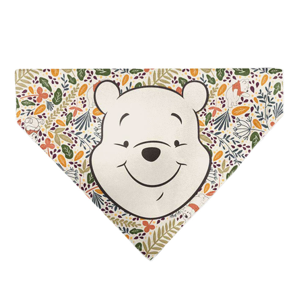 Pet Bandana - Winnie the Pooh Smiling Face/Foliage Collage Beige/Green/Orange/Yellow Pet Bandanas Disney