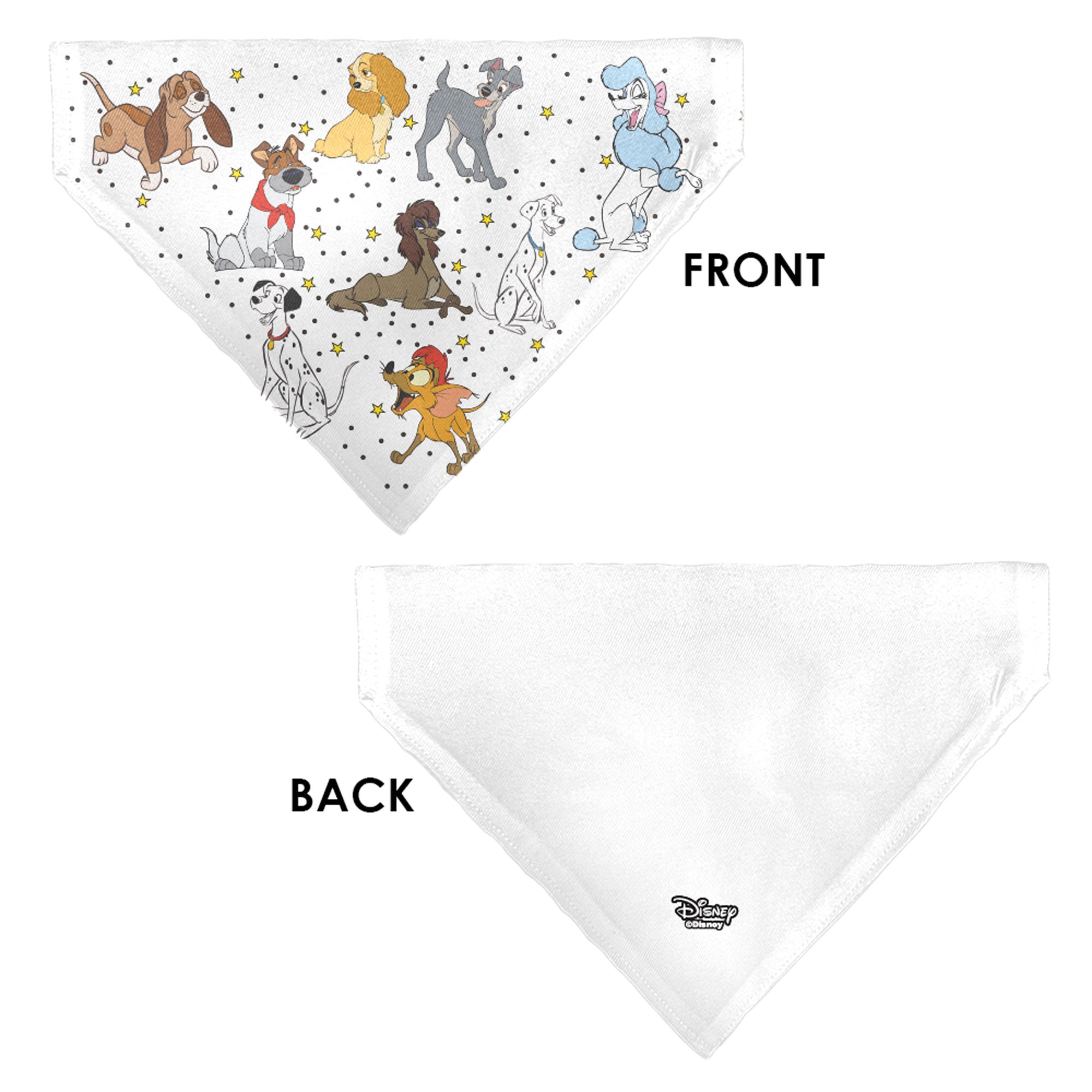 Pet Bandana - Disney Dogs 9-Dog Group Collage/Stars White/Black/Yellow Pet Bandanas Disney
