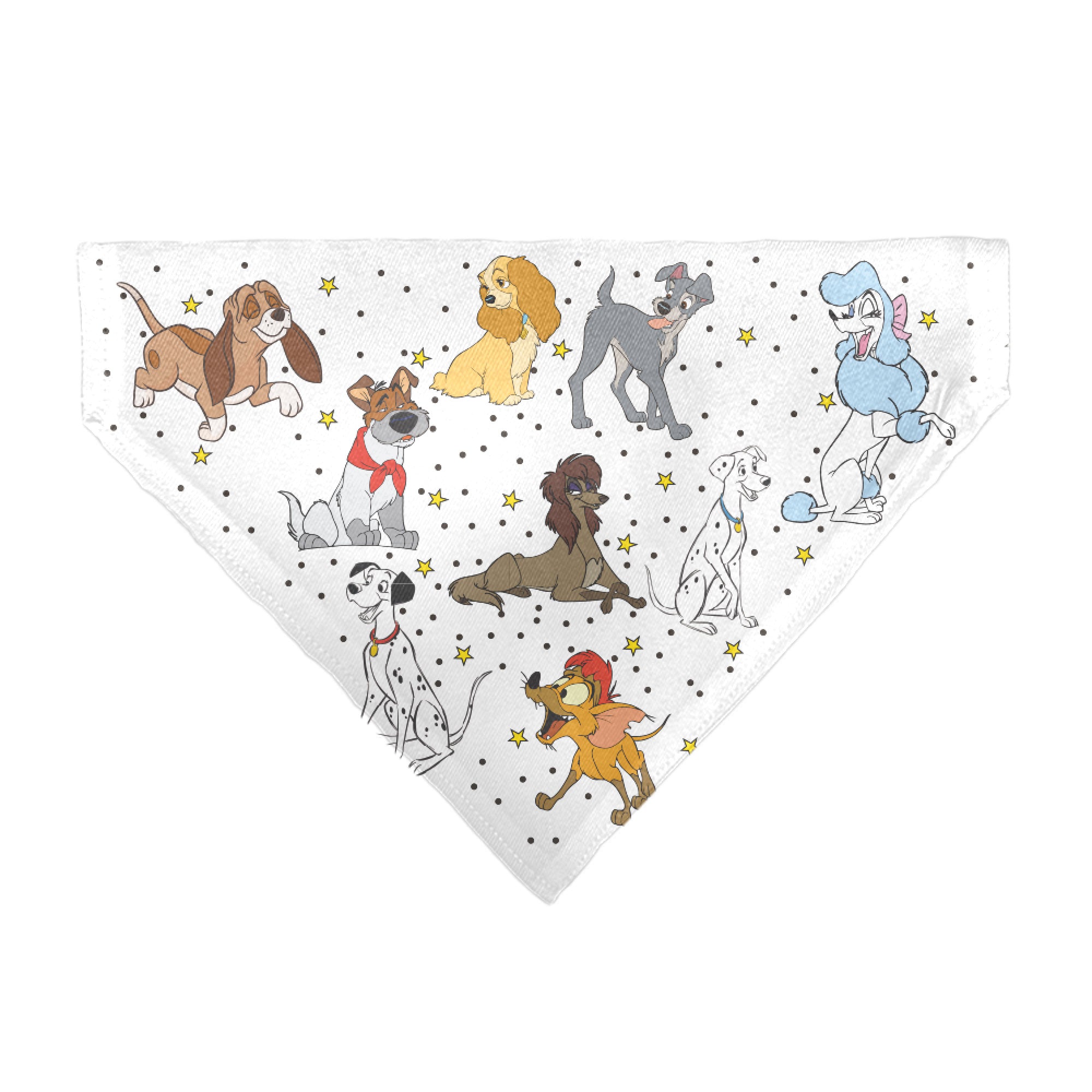 Pet Bandana - Disney Dogs 9-Dog Group Collage/Stars White/Black/Yellow Pet Bandanas Disney