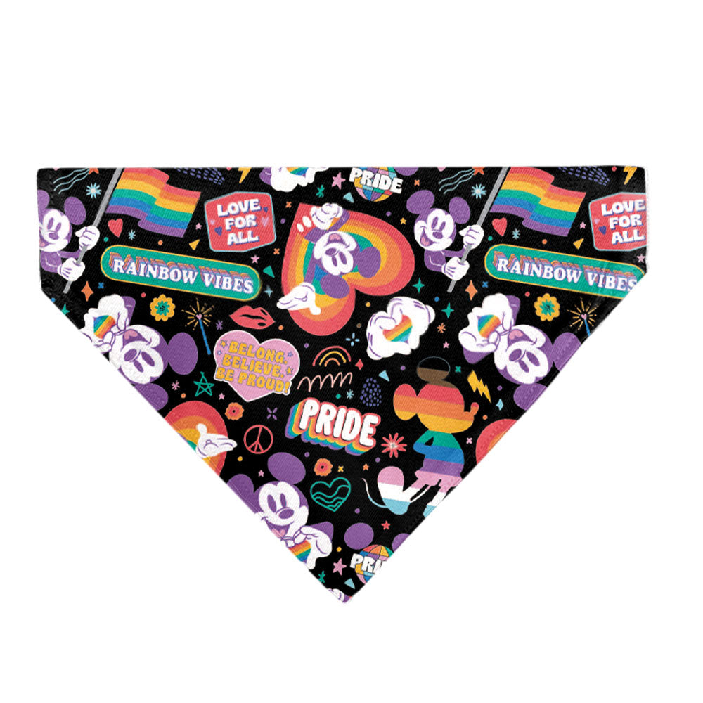 Pet Bandana - Mickey Mouse Pride Poses Rainbow Collage Black Pet Bandanas Disney