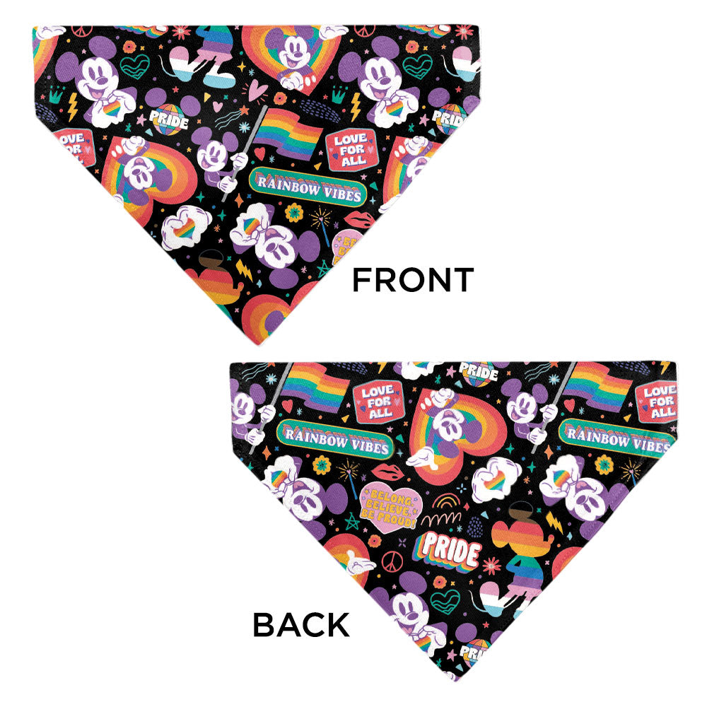 Pet Bandana - Mickey Mouse Pride Poses Rainbow Collage Black Pet Bandanas Disney