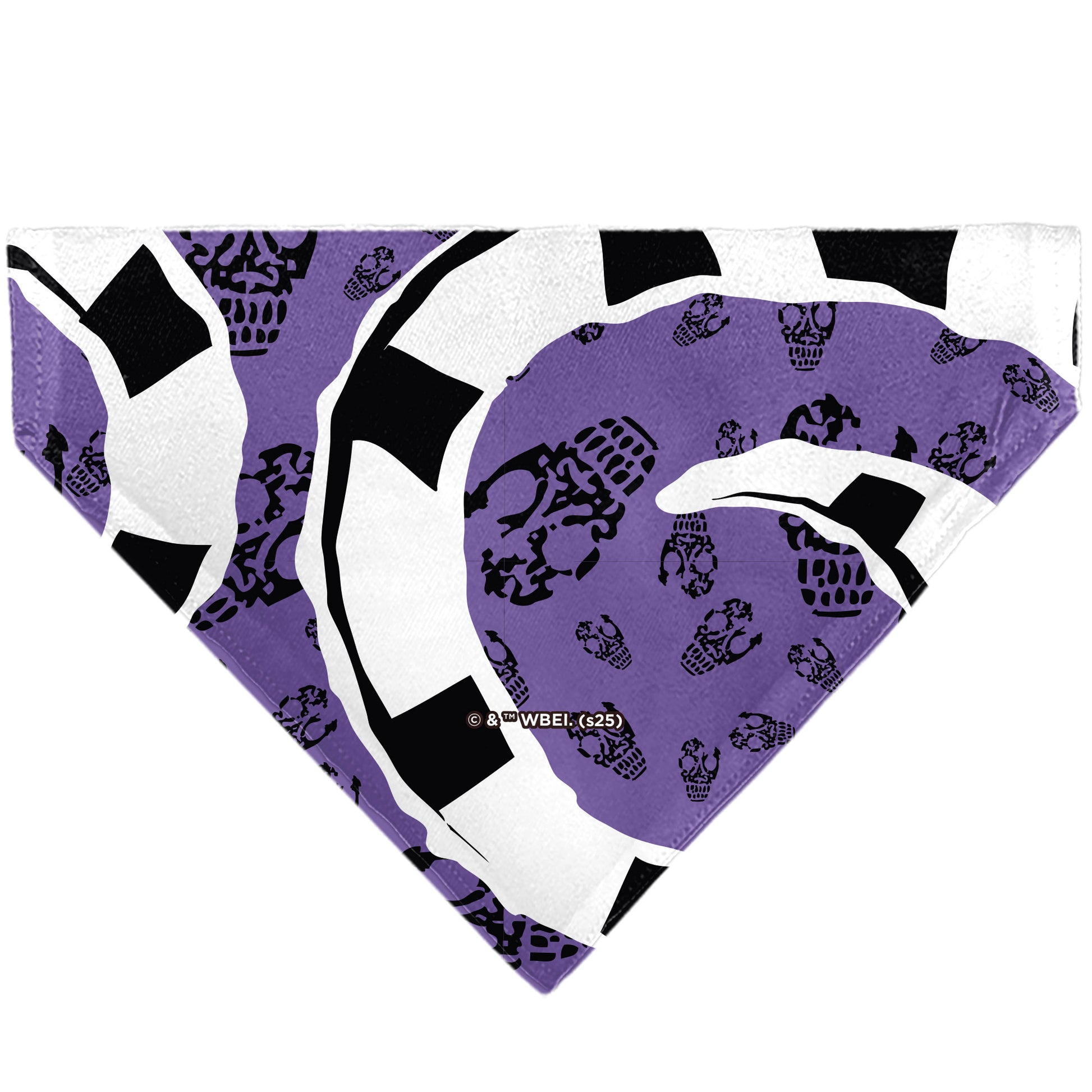 Pet Bandana - Beetlejuice Sandworm Pose and Skulls Icon Purple/Black Pet Bandanas Beetlejuice