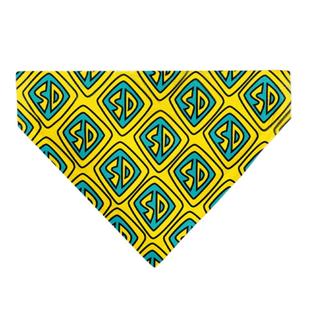 Pet Bandana - Scooby Doo Logo Centered and Collage Blue/Yellow Pet Bandanas Scooby Doo