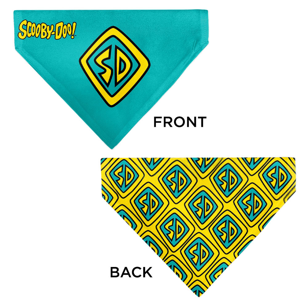 Pet Bandana - Scooby Doo Logo Centered and Collage Blue/Yellow Pet Bandanas Scooby Doo