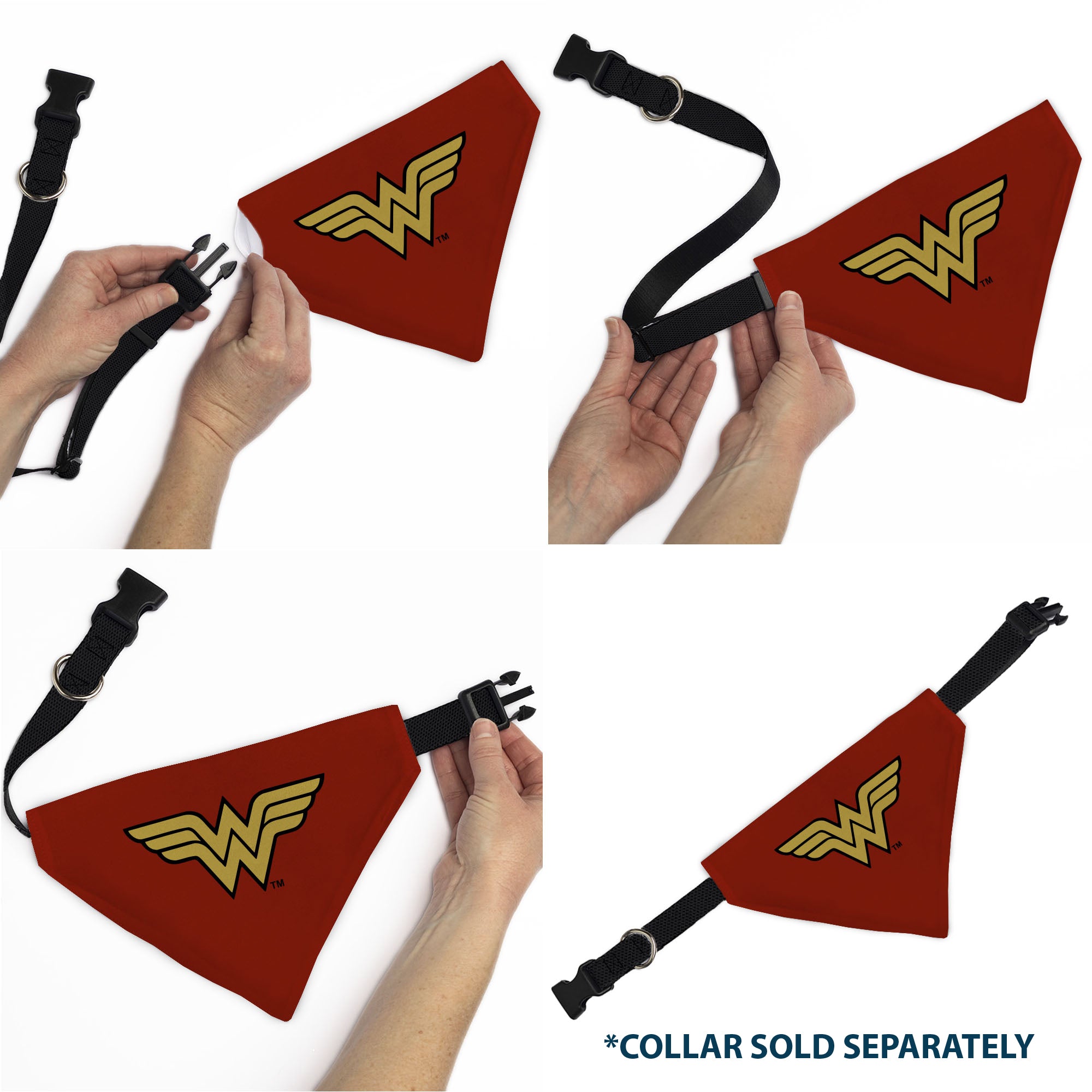 Pet Bandana - Wonder Woman WW Logo Red/Black/Yellow Pet Bandanas DC Comics