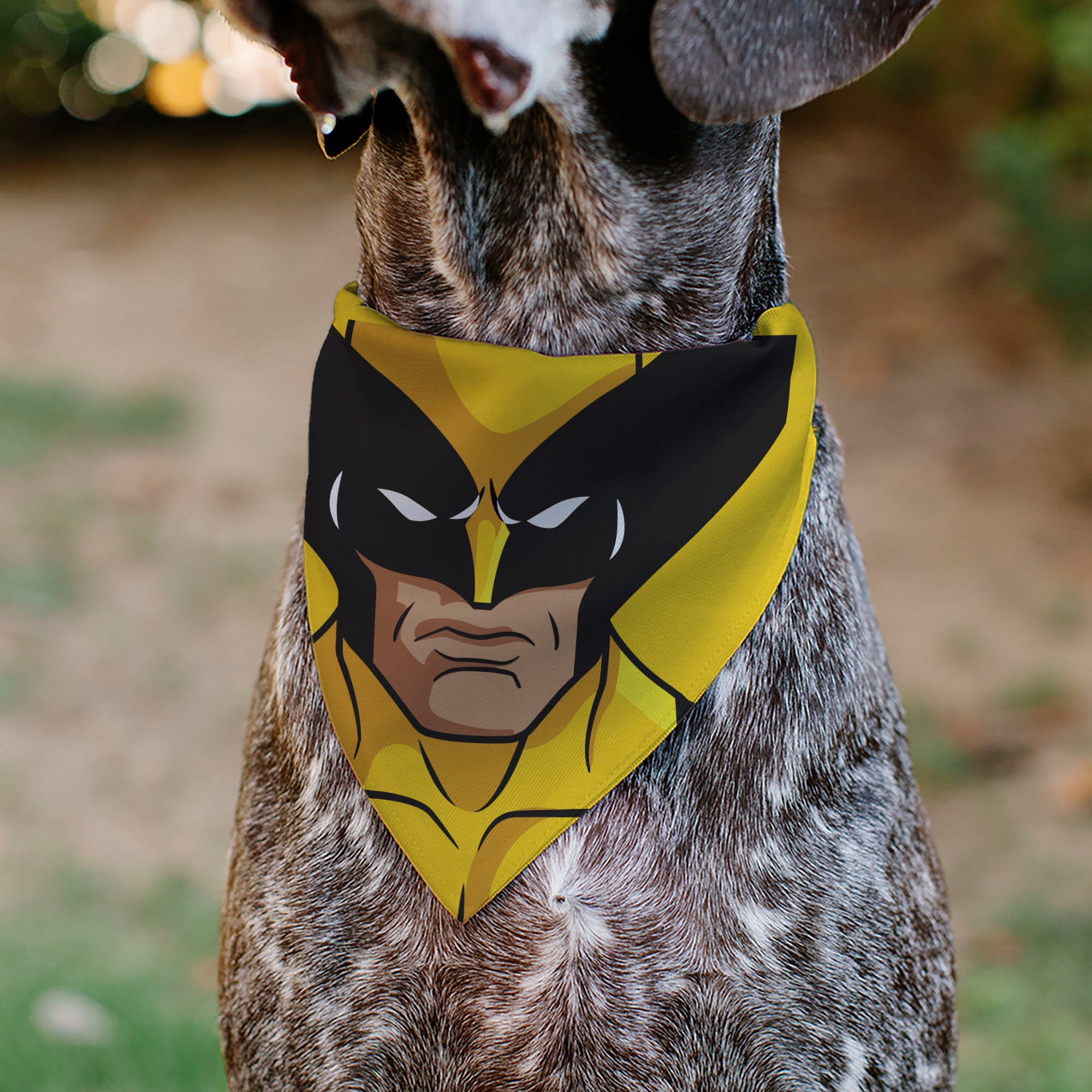 Pet Bandana - X-Men Wolverine Face Yellow Pet Bandanas Marvel Comics