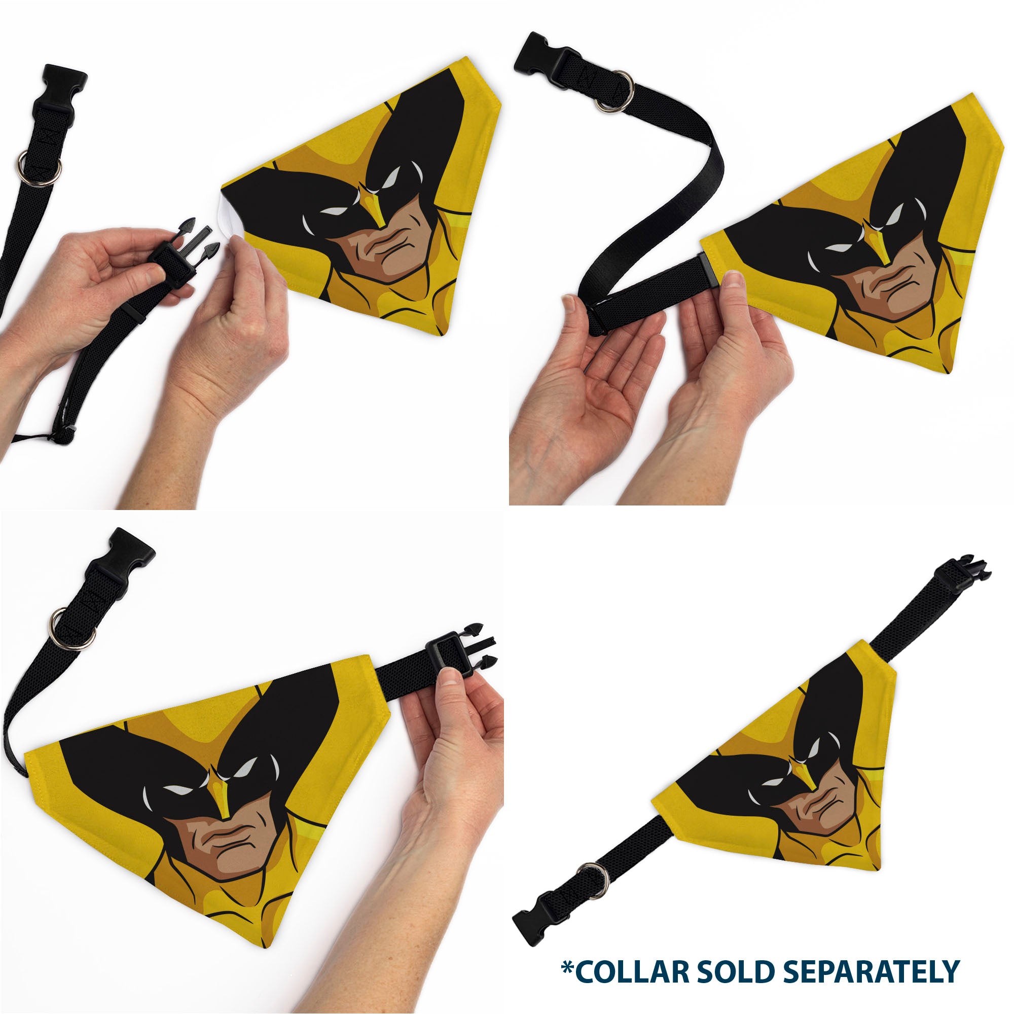 Pet Bandana - X-Men Wolverine Face Yellow Pet Bandanas Marvel Comics