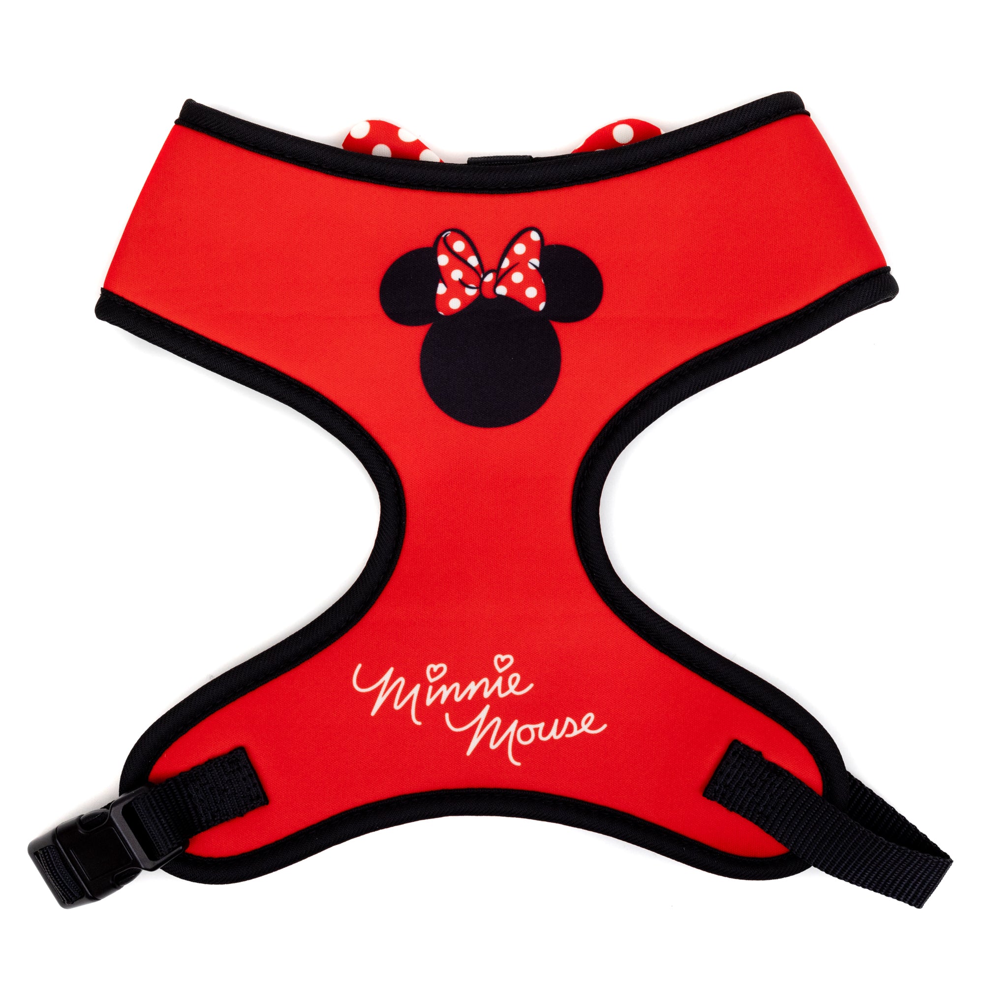 Pet Harness - Minnie Mouse Ears and Bow Icon with Autograph Red and Bow Applique Polka Dot Red/White Pet Harnesses Disney   