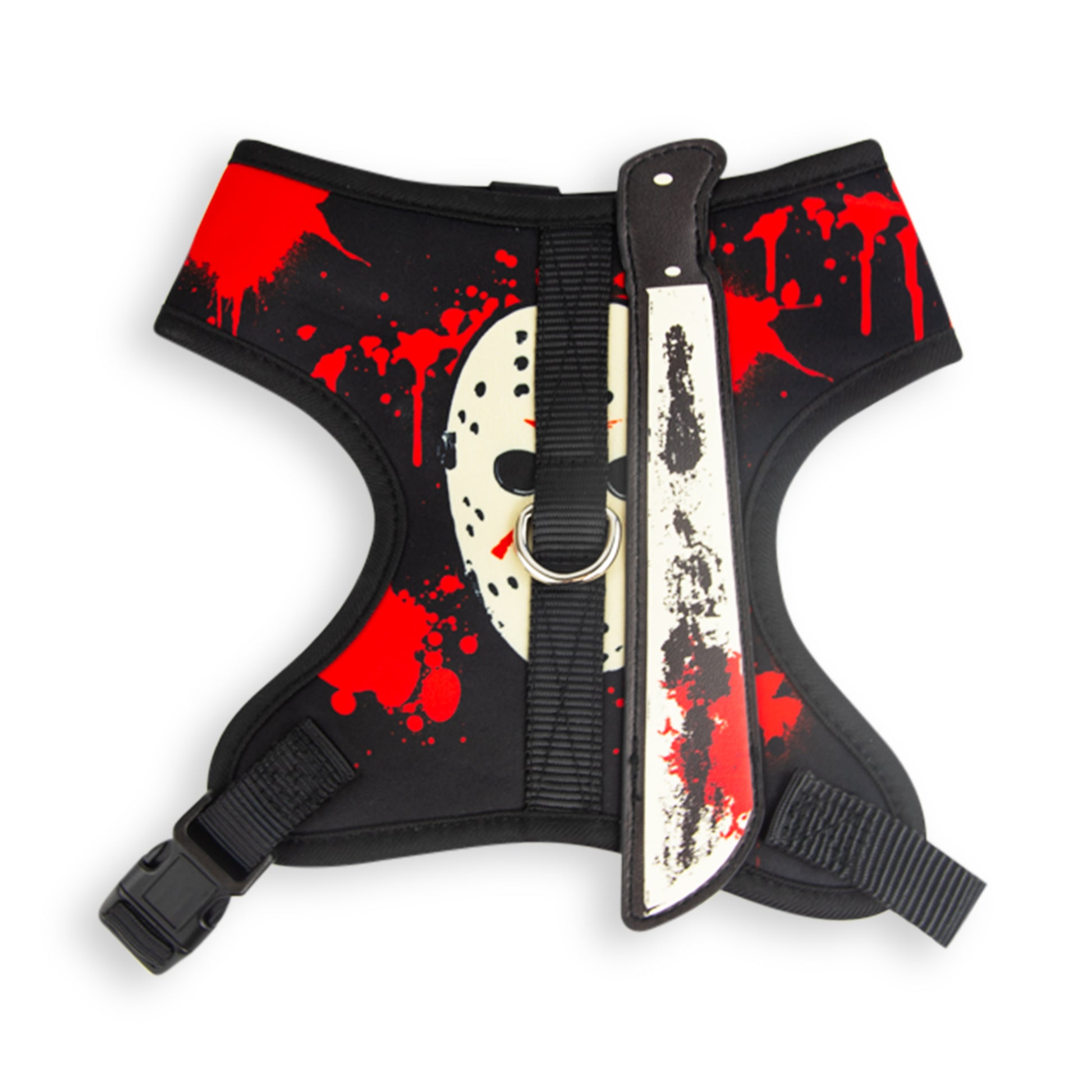 Pet Harness - Friday the 13th Jason Hockey Mask with Machete Applique Pet Harnesses Friday the 13th