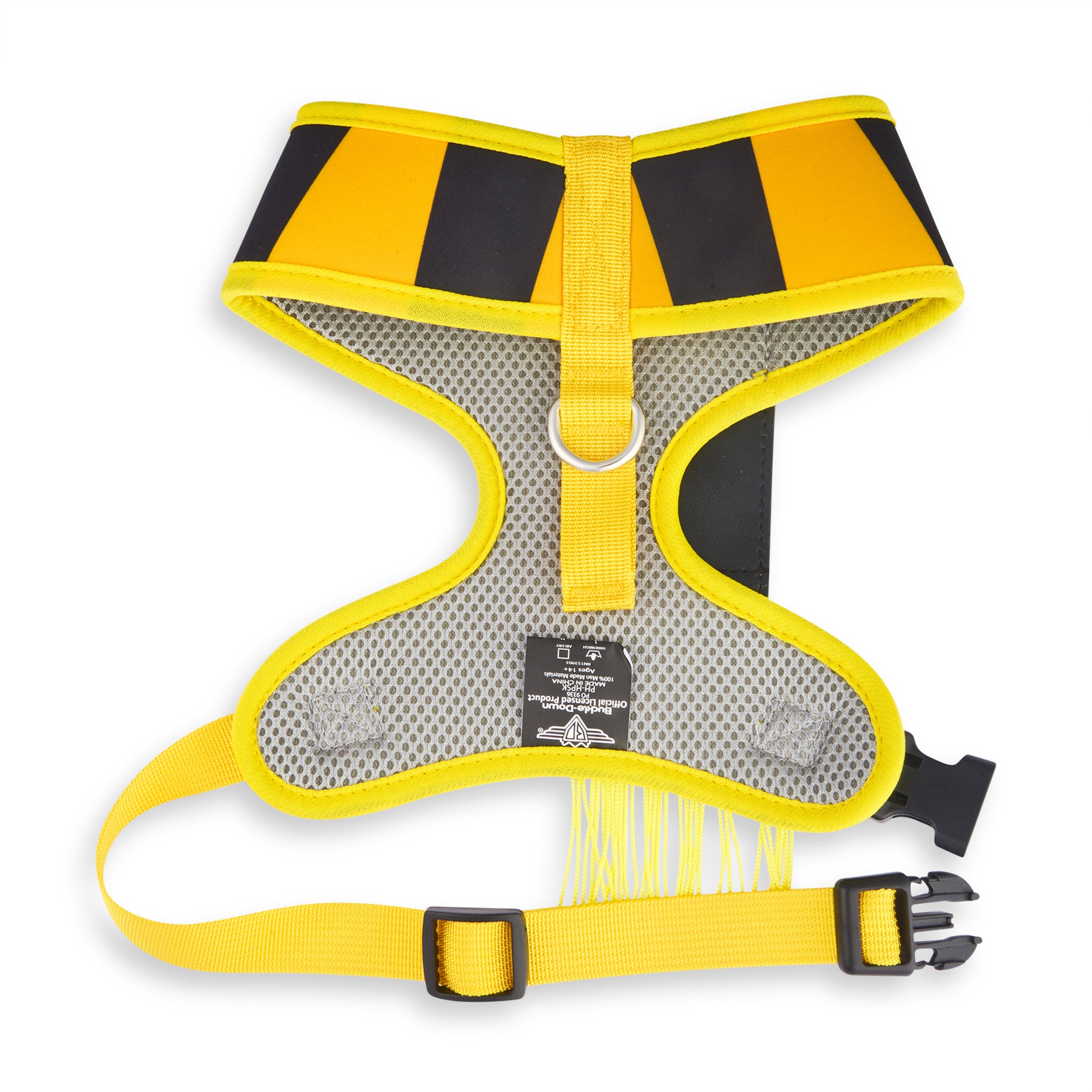 Pet Harness - Harry Potter Hufflepuff Stripe Yellow/Black with Scarf Applique Pet Harnesses Harry Potter