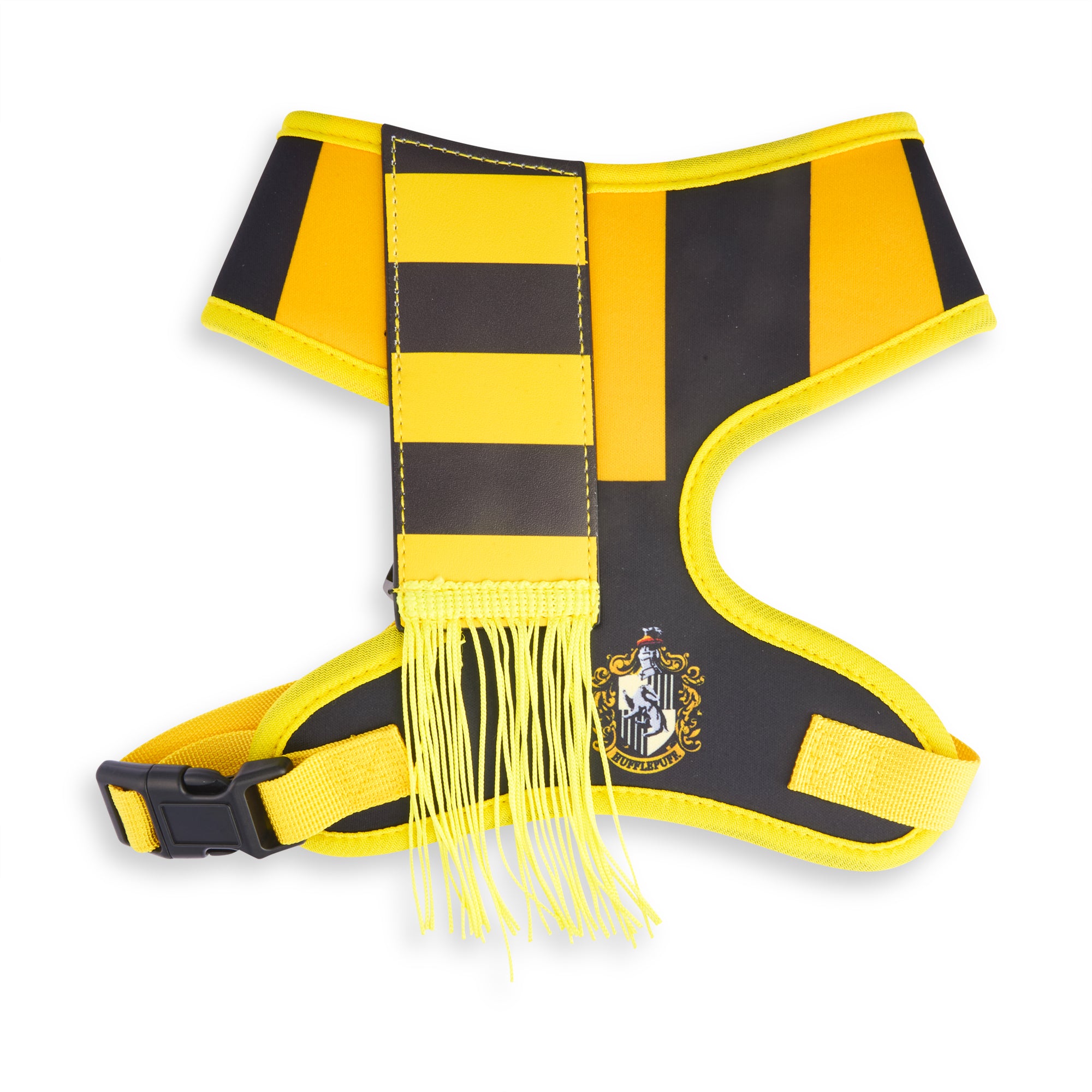 Pet Harness - Harry Potter Hufflepuff Stripe Yellow/Black with Scarf Applique Pet Harnesses Harry Potter