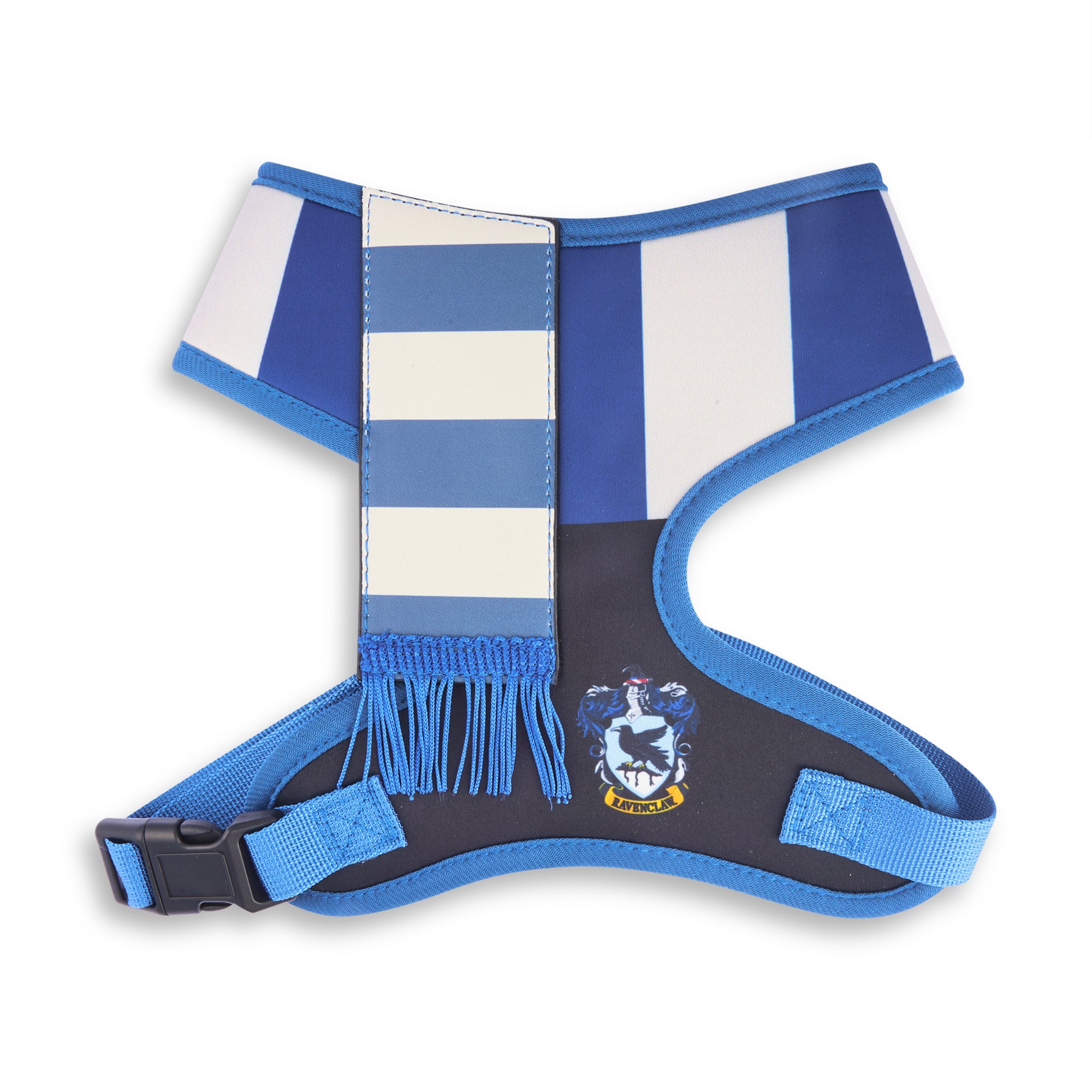 Pet Harness - Harry Potter Ravenclaw Stripe Blue/Gray with Scarf Applique Pet Harnesses Harry Potter