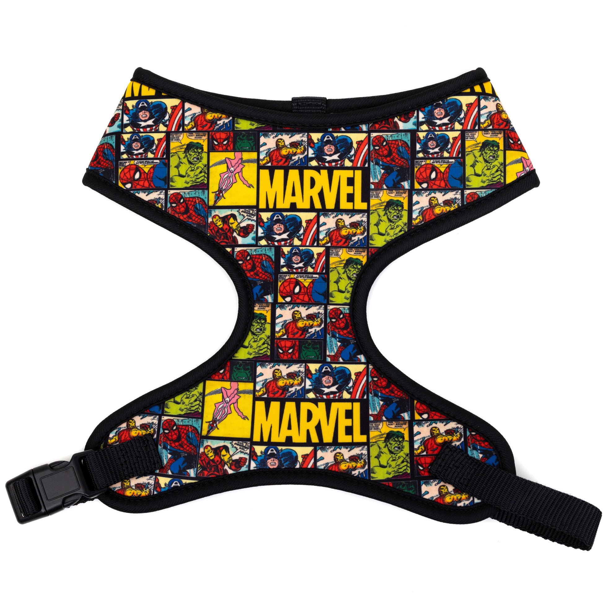 Pet Harness - MARVEL Brick and Retro Comic Panels Blocks Black/Yellow Pet Harnesses Marvel Comics   