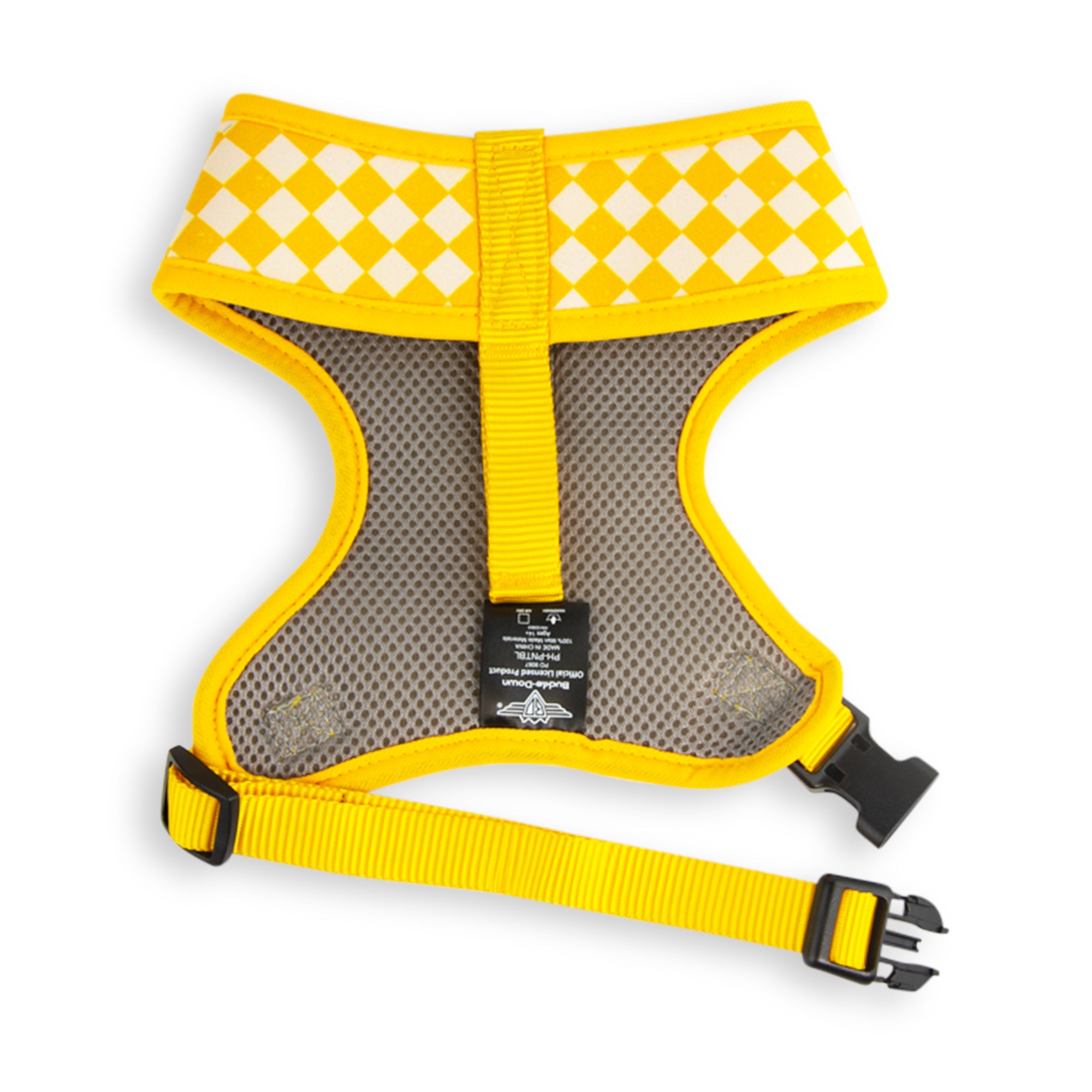 Pet Harness - PEANUTS Snoopy Flexing Pose Checker Yellow/White