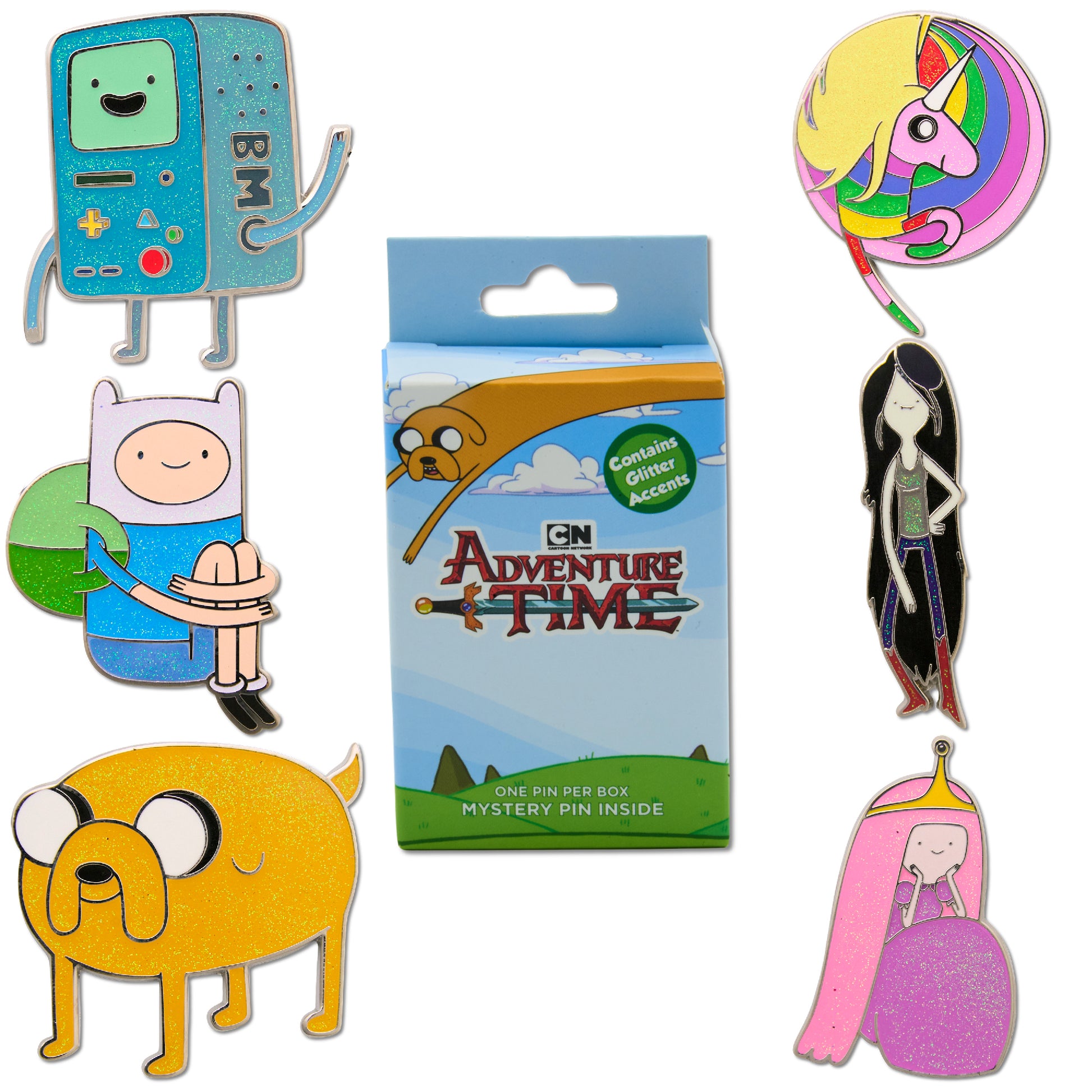 Adventure Time Mystery Enamel Pin Blind Box Series, Lady Raincorn, Princess Gumball, Marceline, BMO, Finn, or Jake Blind Box Pins Adventure Time