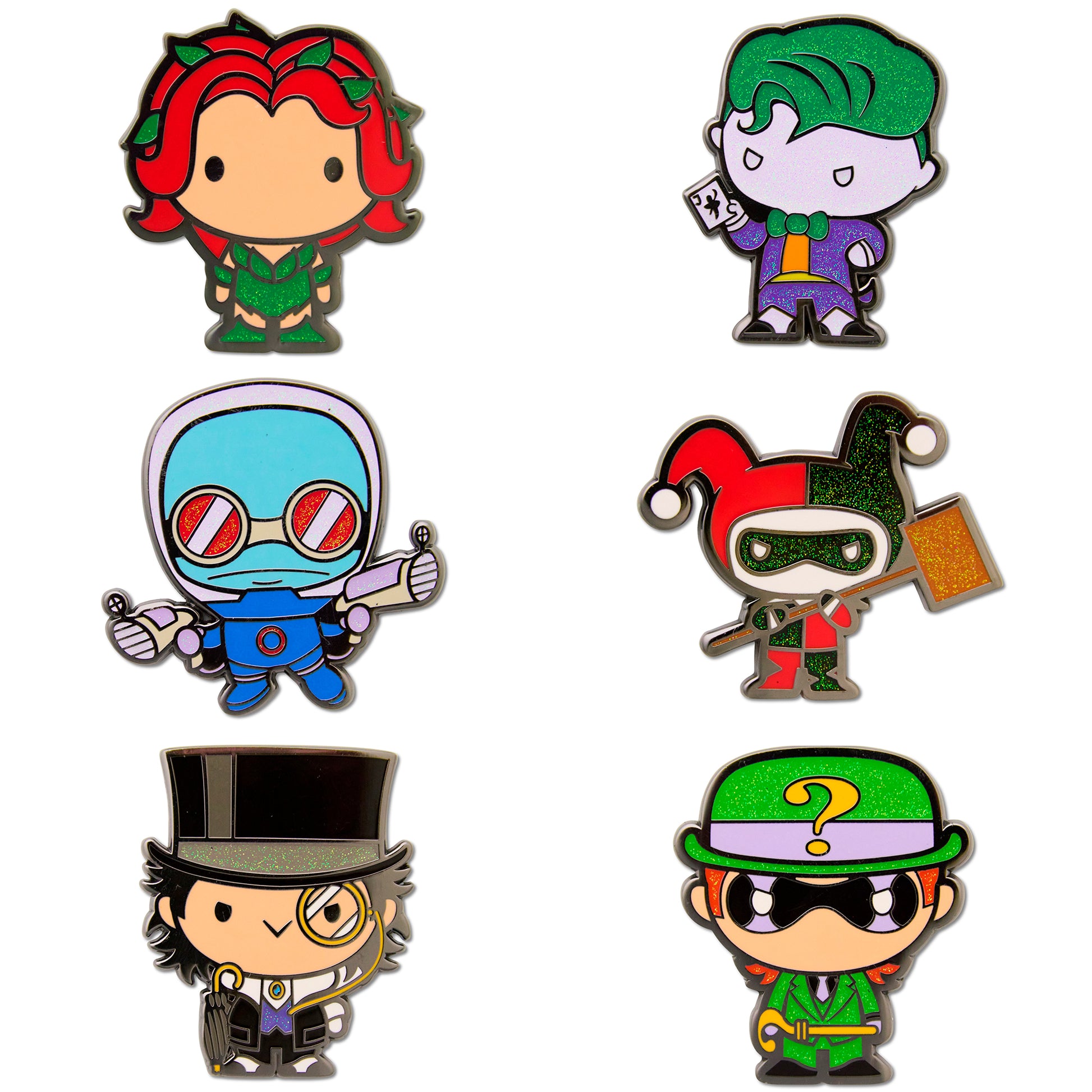 DC Comics Chibi Villains Mystery Enamel Pin Blind Box Series, Penguin, Riddler, Poison Ivy, Mr. Freeze, Harley Quinn, or Joker Blind Box Pins DC Comics