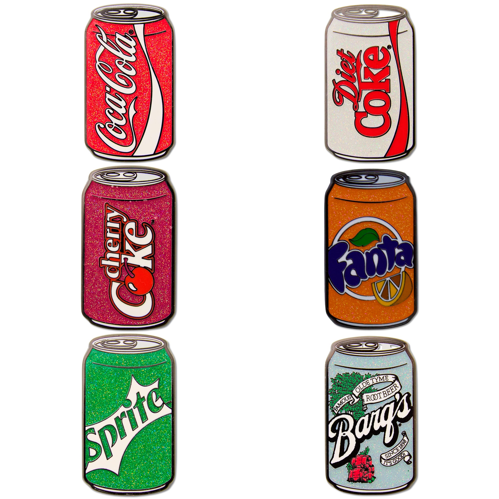 Coca-Cola Soft Drink Cans Mystery Enamel Pin Blind Box Series, Coca-Cola, Coca-Cola Cherry, Diet Coke, Sprite, Fanta Orange, or Barq's Root Beer Blind Box Pins Coca-Cola