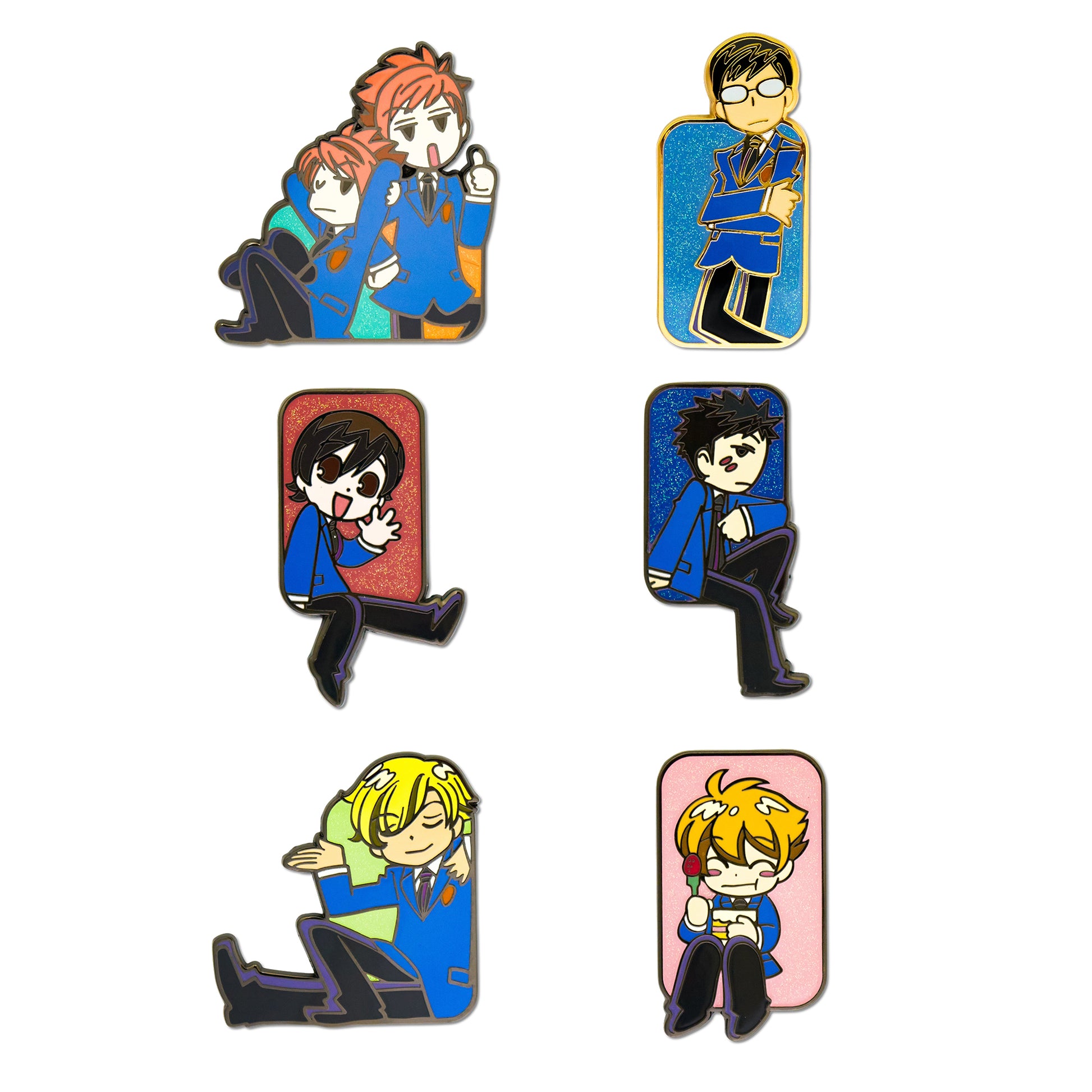 Ouran High School Host Club Mystery Enamel Pin Blind Box Series, Tamaki Suoh, Kyoya Ootori, Mori Takashi Morinozuka, Honey Mitsukuni Haninozuka, Haruhi Fujioka, or Hitachiin Twins Blind Box Pins Ouran High School Host Club