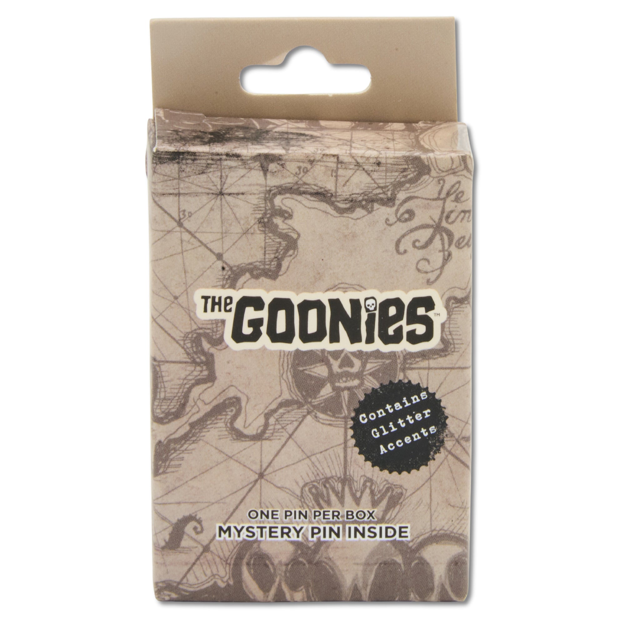 Goonies Mystery Enamel Pin Blind Box Series, The Goonies Title Logo, Never Say Die, One Eyed Willy Pirate, Skull Title Logo, One Eyed Willy Title Logo, or One Eyed Willy Badge Blind Box Pins The Goonies