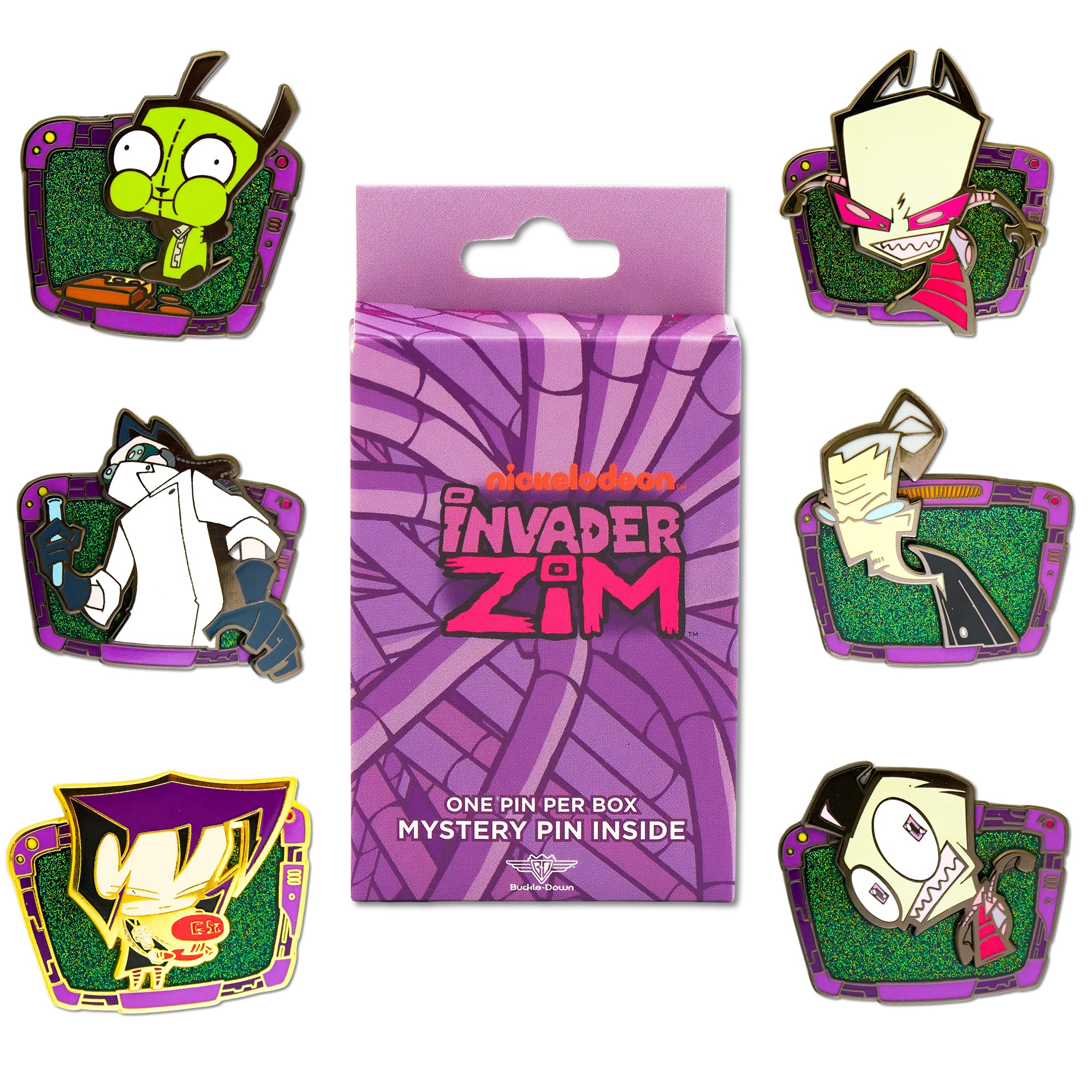 Invader Zim TV Frame Mystery Enamel Pin Blind Box Series, GIR, Zim, Ms. Bitters, Gaz, Zim Human, or Professor Membrane