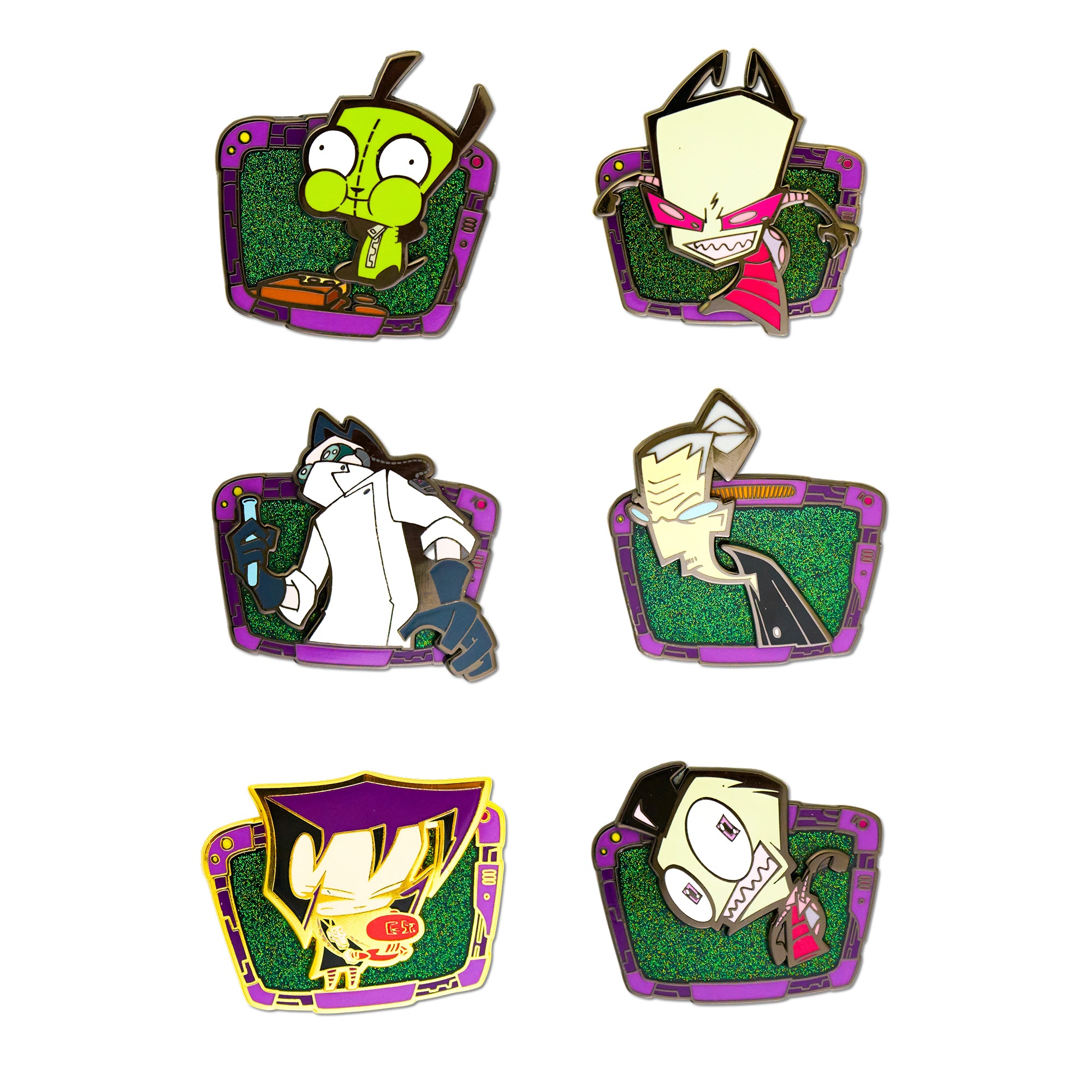 Invader Zim TV Frame Mystery Enamel Pin Blind Box Series, GIR, Zim, Ms. Bitters, Gaz, Zim Human, or Professor Membrane