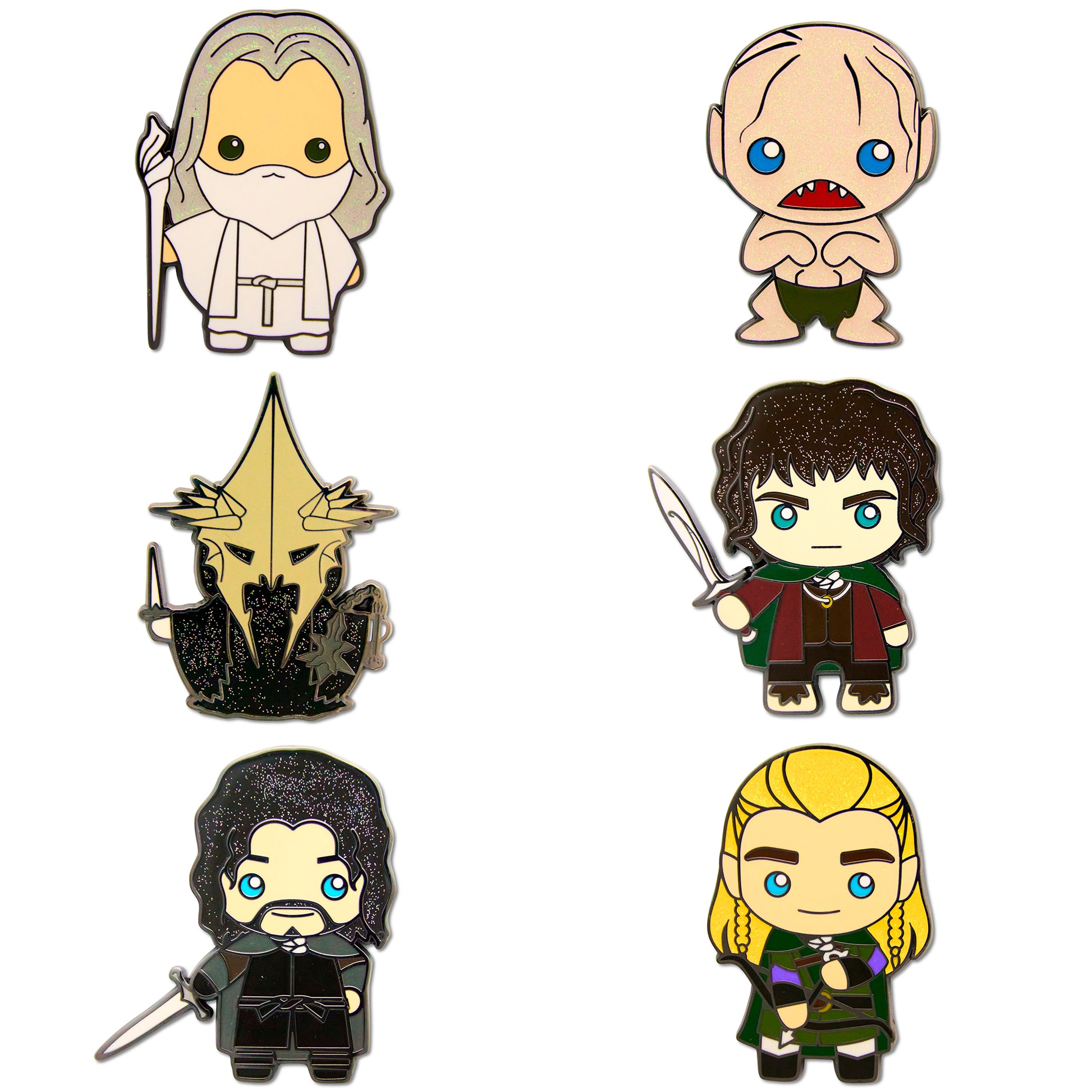 The Lord of the Rings Chibi Mystery Enamel Pin Blind Box Series, Aragorn, Frodo, Gandalf, Gollum, Legolas, or Nazgul Ringwraith Blind Box Pins The Lord of the Rings