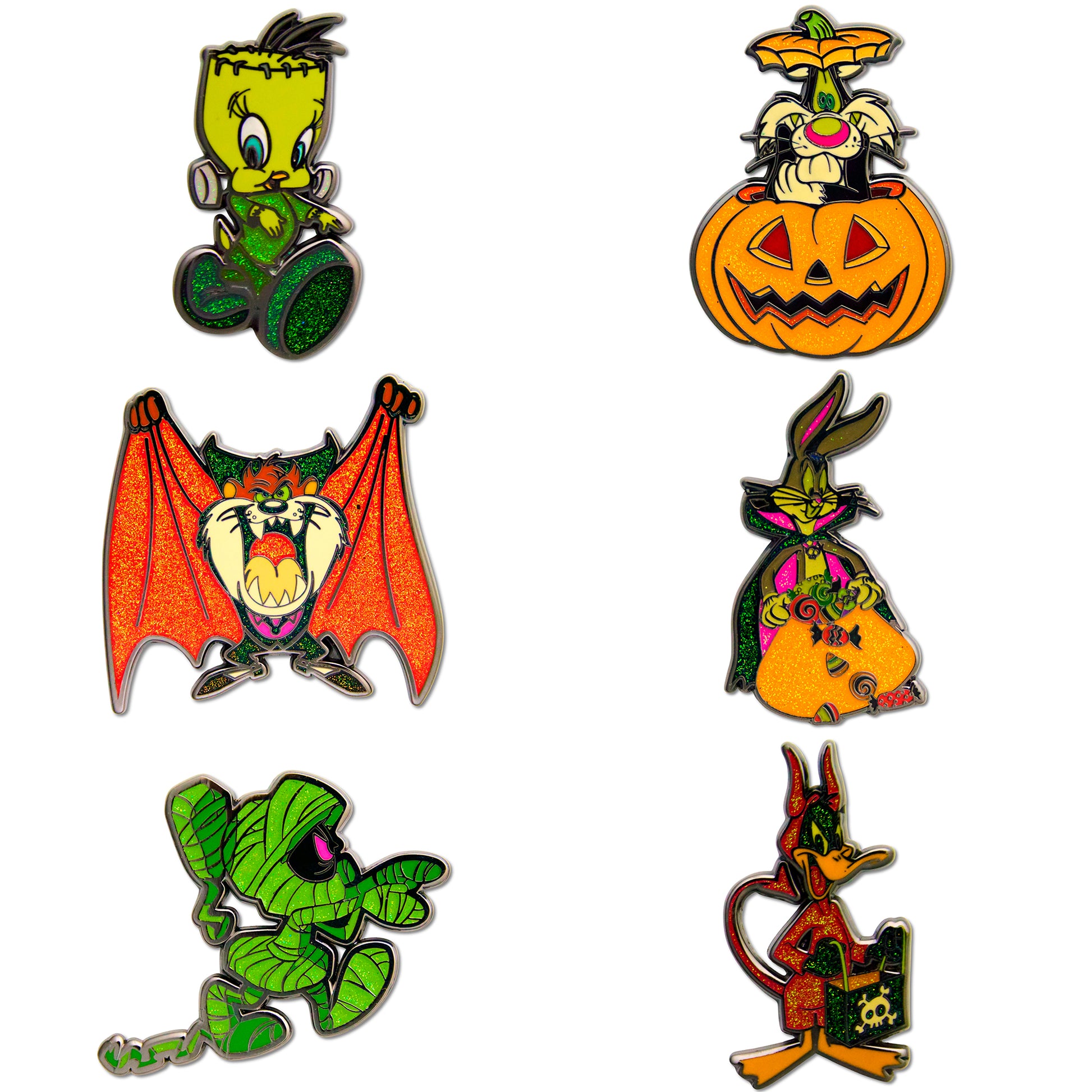 Looney Tunes Halloween Mystery Enamel Pin Blind Box Series, Marvin the Martian, Daffy Duck, Sylvester the Cat, Taz Tasmanian Devil, Tweety Bird, or Bugs Bunny Blind Box Pins Looney Tunes