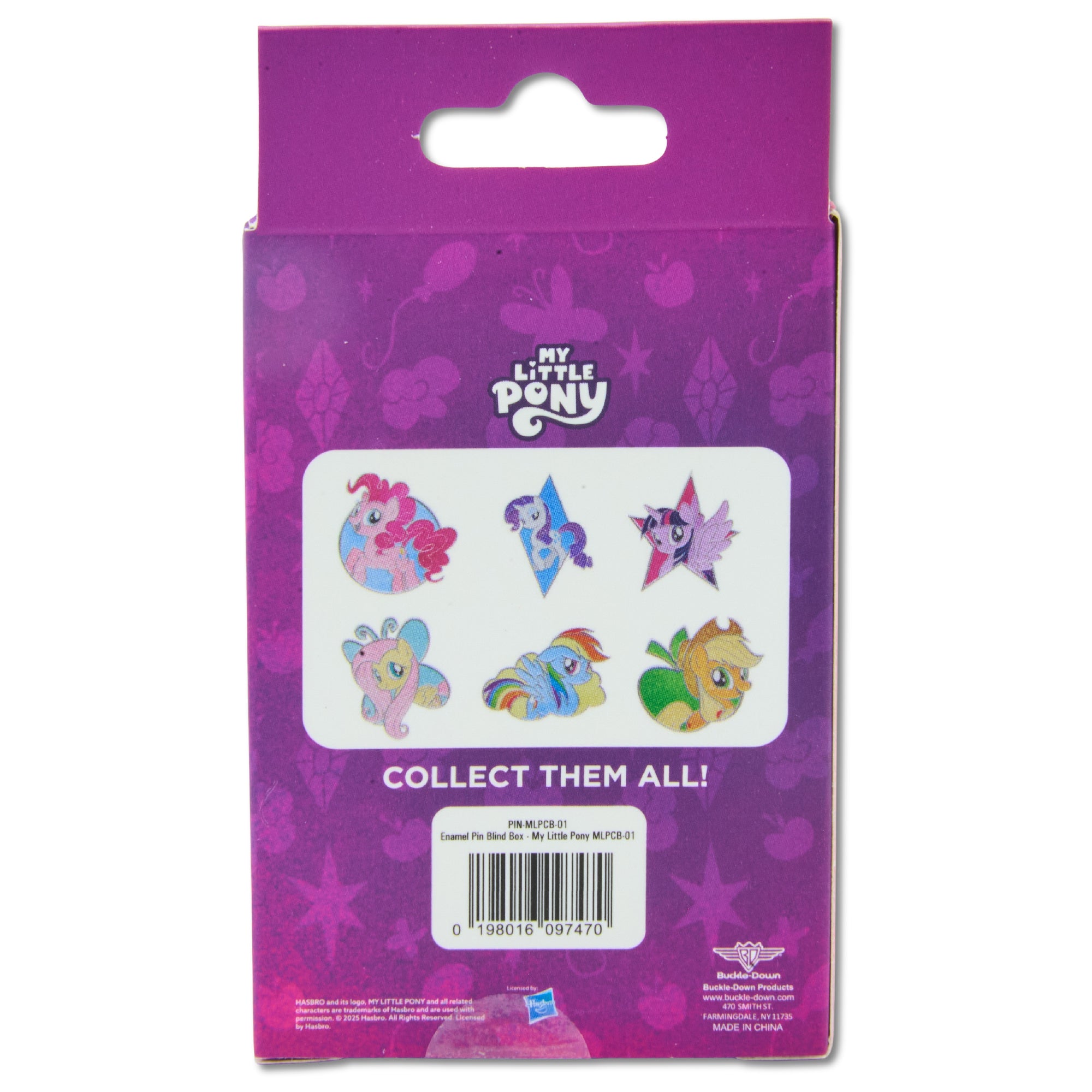 My Little Pony Mystery Enamel Pin Blind Box Series, Applejack, Fluttershy, Pinkie Pie, Rainbow Dash, Rarity, Twilight Sparkle Blind Box Pins My Little Pony