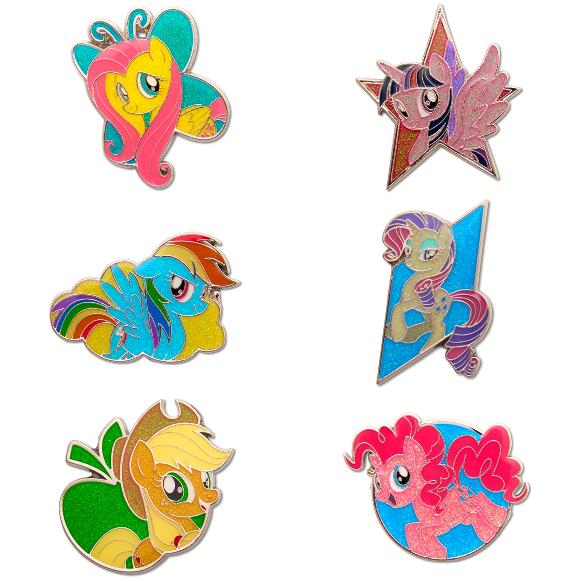 My Little Pony Mystery Enamel Pin Blind Box Series, Applejack, Fluttershy, Pinkie Pie, Rainbow Dash, Rarity, Twilight Sparkle Blind Box Pins My Little Pony