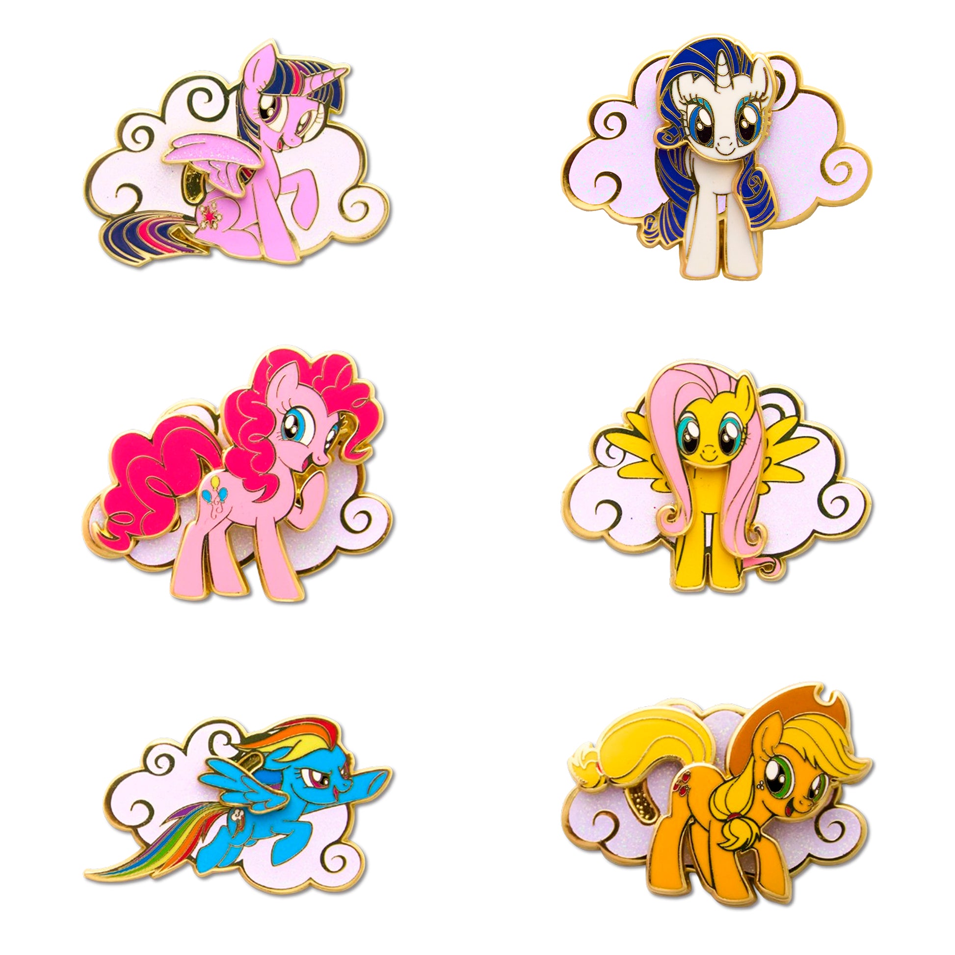 My Little Pony Interactive Mystery Enamel Pin Blind Box Series, Applejack, Fluttershy, Pinkie Pie, Rainbow Dash, Rarity, Twilight Sparkle Blind Box Pins My Little Pony