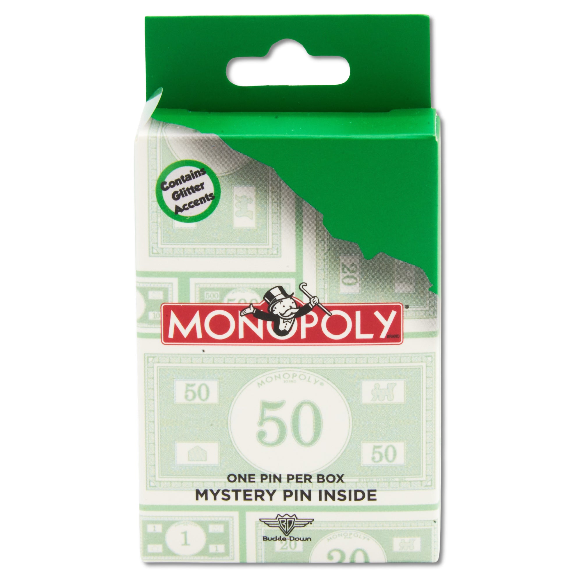 Monopoly Mystery Enamel Pin Blind Box Series, Go Space, Mr Monopoly, Policeman, Red House, Dog Token, or Title Logo Blind Box Pins Monopoly