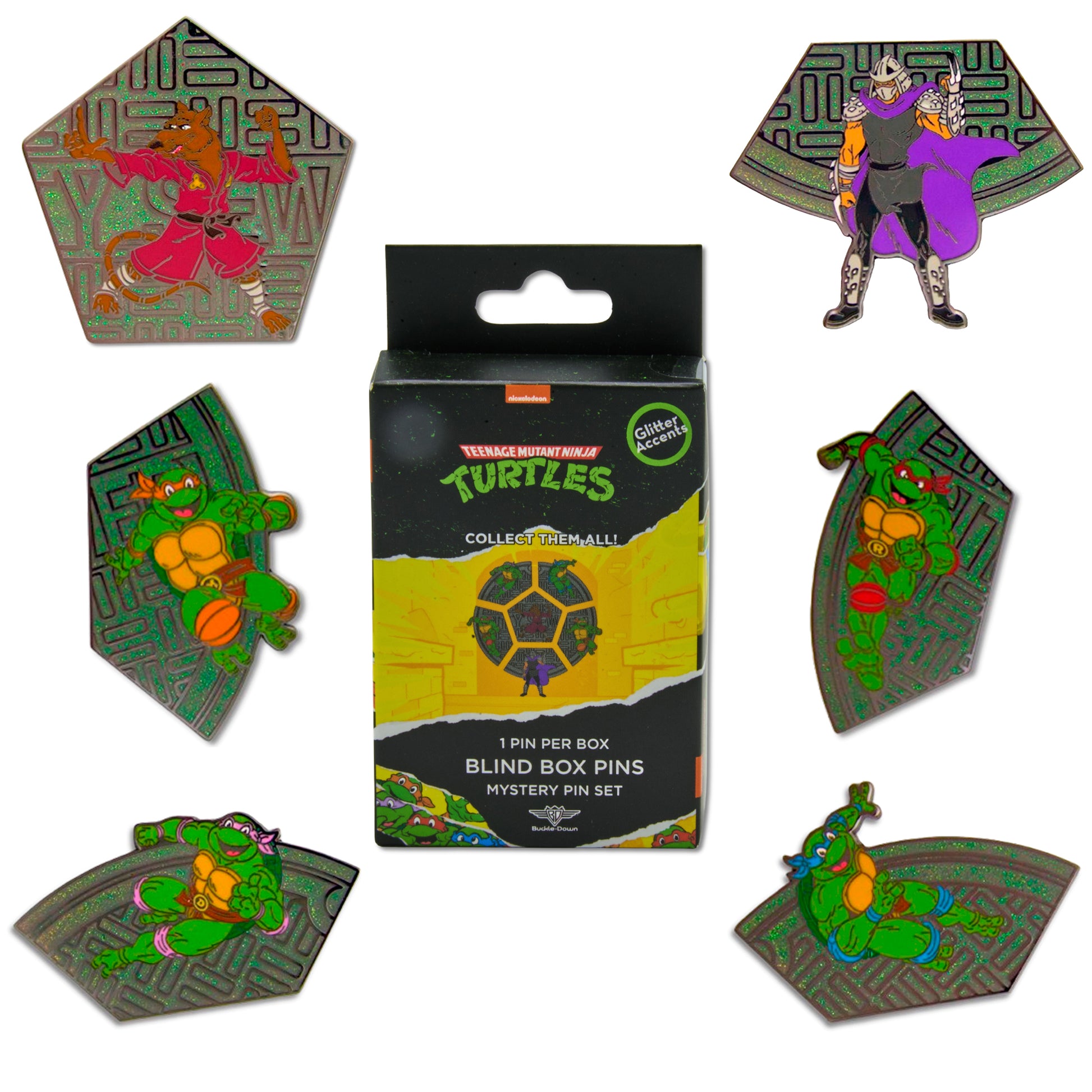 Teenage Mutant Ninja Turtles Sewer Cap Puzzle Mystery Enamel Pin Blind Box Series, Shredder, Raphael, Michaelangelo, Donatello, Leonardo, or Splinter Blind Box Pins Teenage Mutant Ninja Turtles