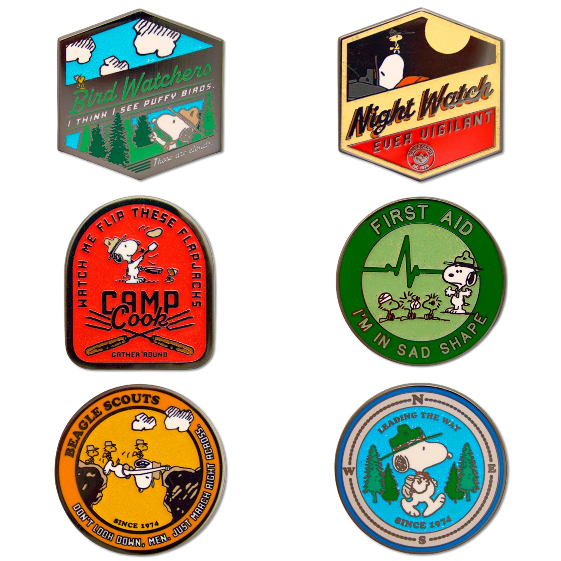 Peanuts Beagle Scouts Badge Mystery Enamel Pin Blind Box Series, Bird Watchers, Camp Cook, First Aid, Night Watch, Leading the Way, or Beagle Scouts March Blind Box Pins Peanuts