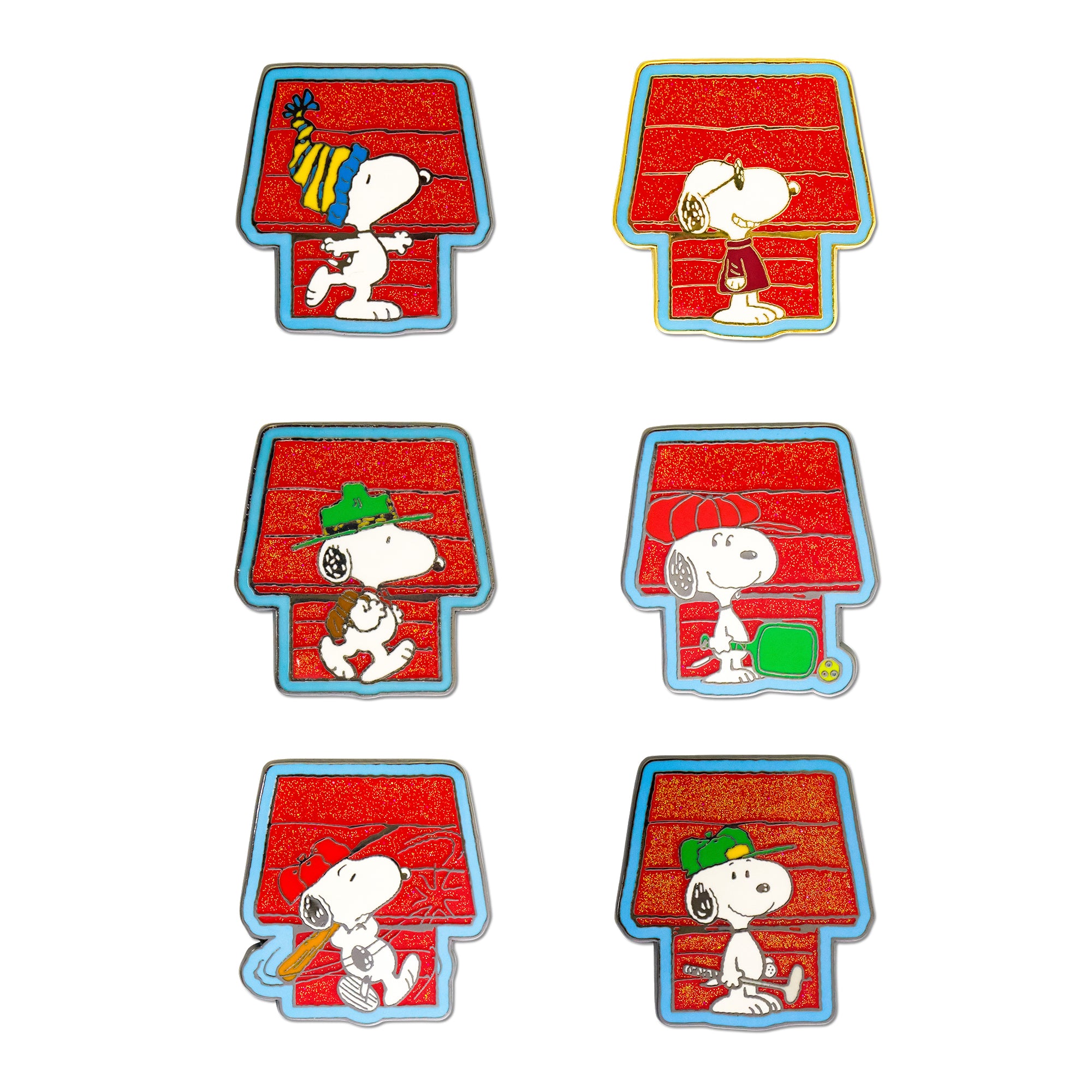 Peanuts Snoopy Dog House Mystery Enamel Pin Blind Box Series, Ice Skating, Joe Cool, Beagle Scout, Pickleball, Baseball, or Golf