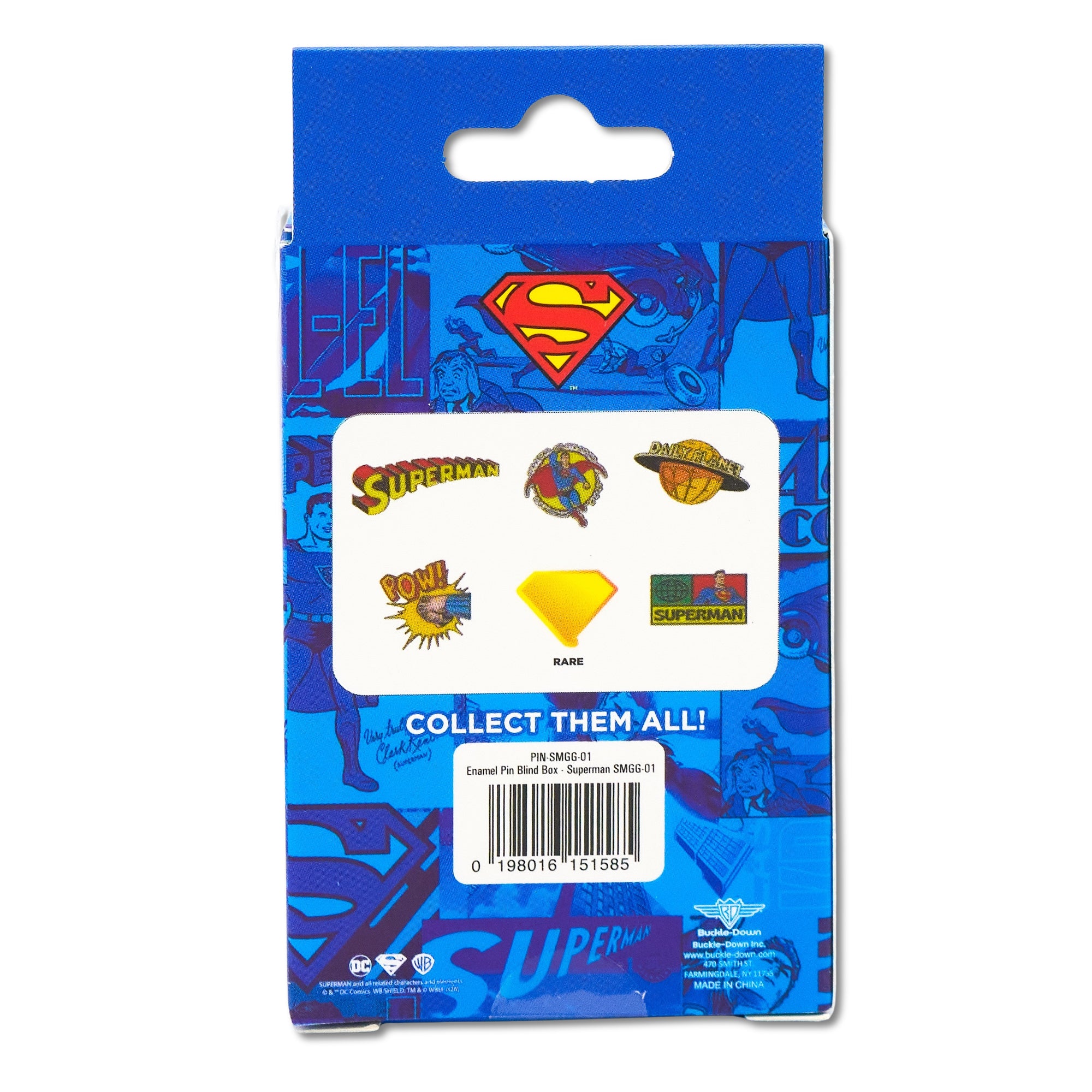 DC Comics Superman Mystery Enamel Pin Blind Box Series, Daily Planet, Superman Logo, Superman Shield, POW!, Comic Book Cover, or Superman Flying