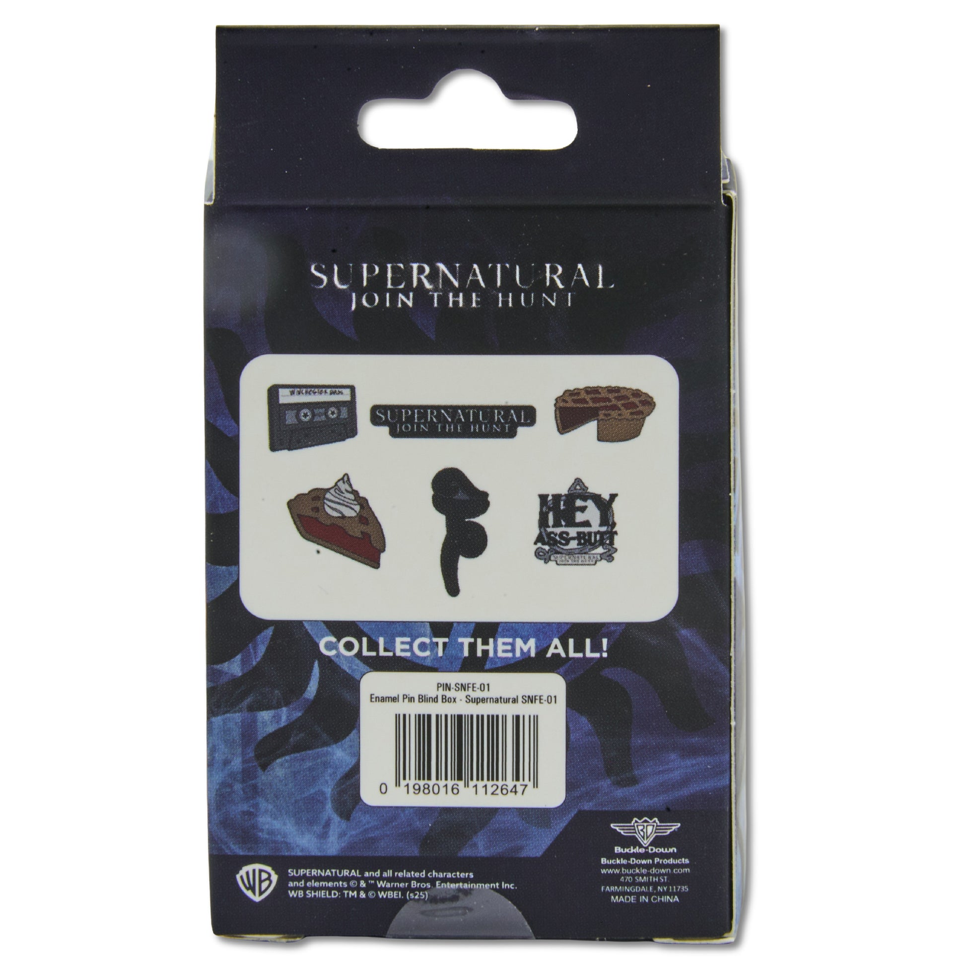 Supernatural Mystery Enamel Pin Blind Box Series, Join the Hunt Logo, Hey Ass-Butt, Cherry Pie, Cherry Pie Slice, Tulpa Tibetan Spirit Sigil, or Winchester Bros Mix Tape Blind Box Pins Supernatural