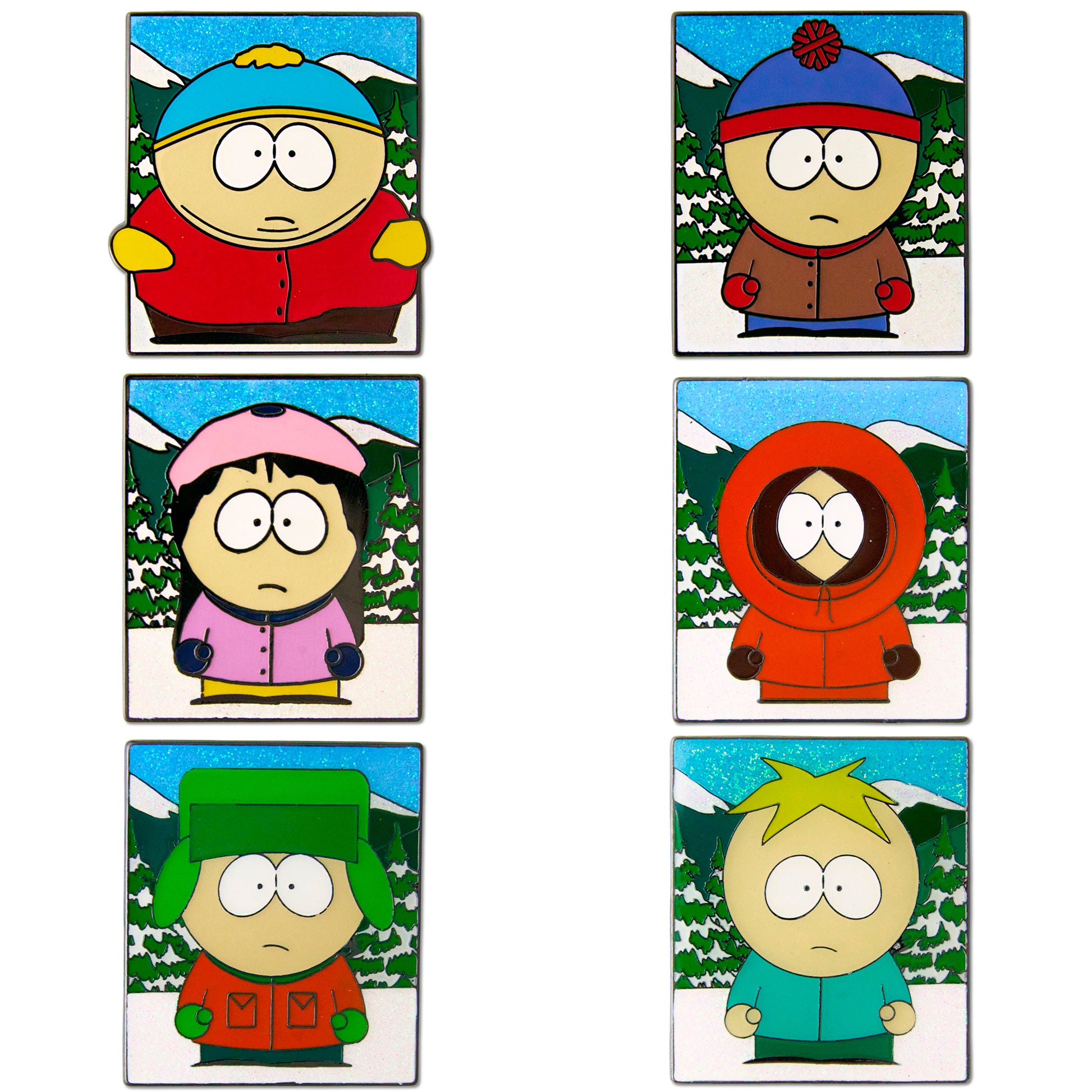 South Park Character Portraits Mystery Enamel Pin Blind Box Series, Cartman, Kenny, Kyle, Stan, Butters, or Wendy Blind Box Pins South Park