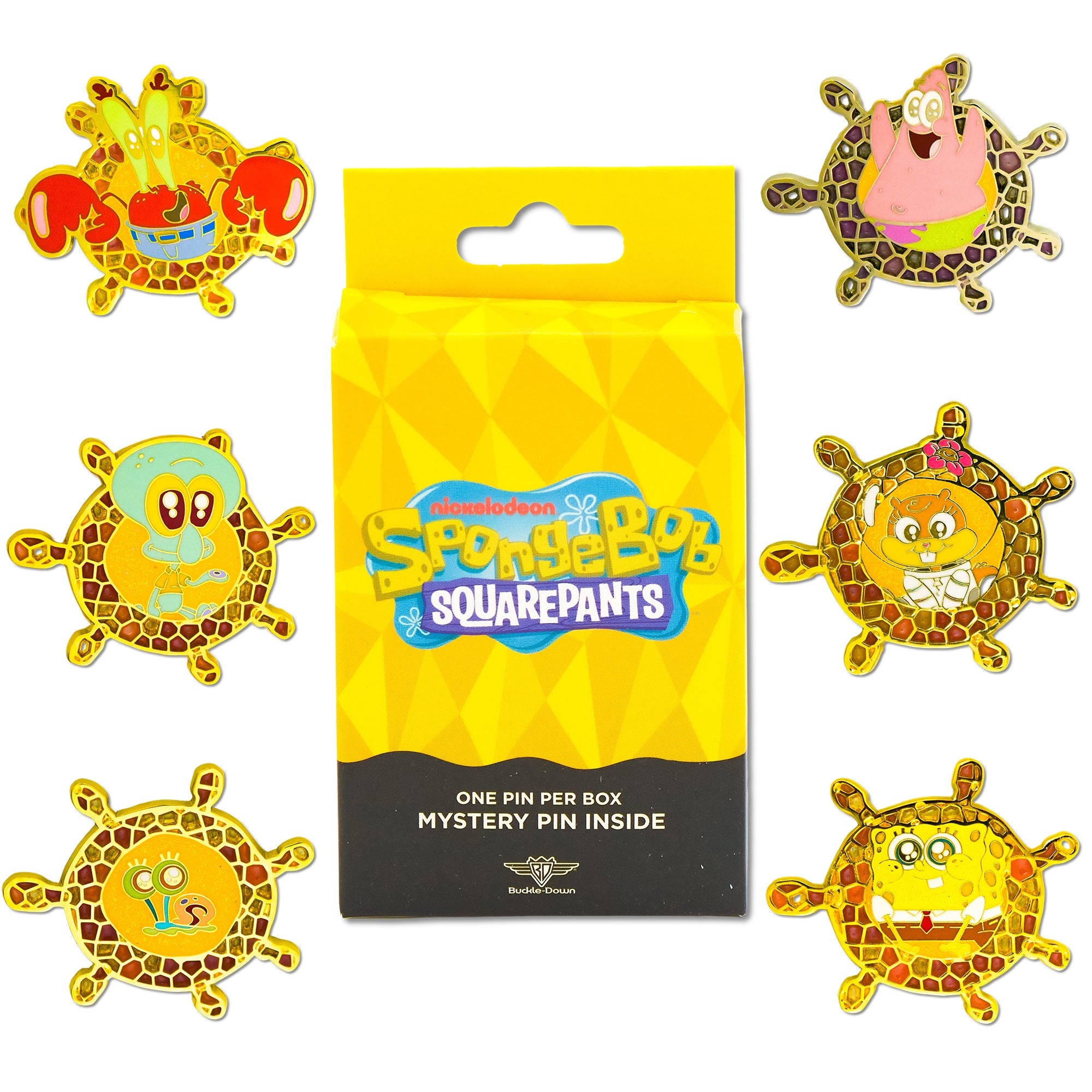 SpongeBob SquarePants Ship Wheel Mystery Enamel Pin Blind Box Series, SpongeBob, Gary, Patrick, Squidward, Sandy or Mr. Krabs