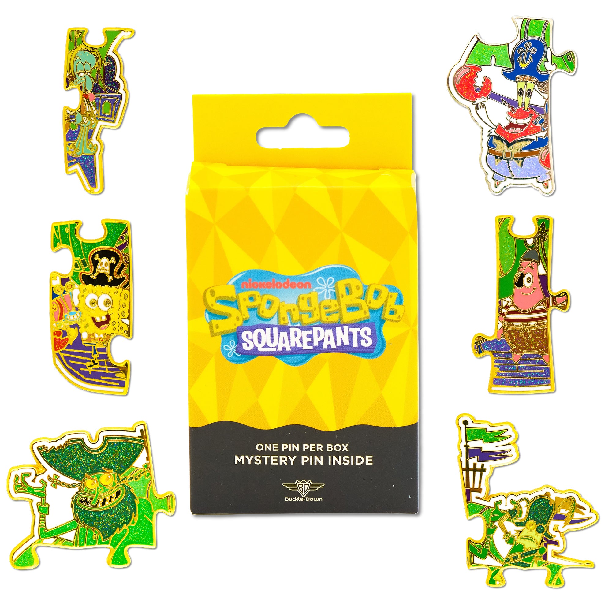 SpongeBob SquarePants Flying Dutchman Puzzle Mystery Enamel Pin Blind Box Series, SpongeBob, Patrick, Squidward, Mr. Krabs, Flying Dutchman, or Plankton