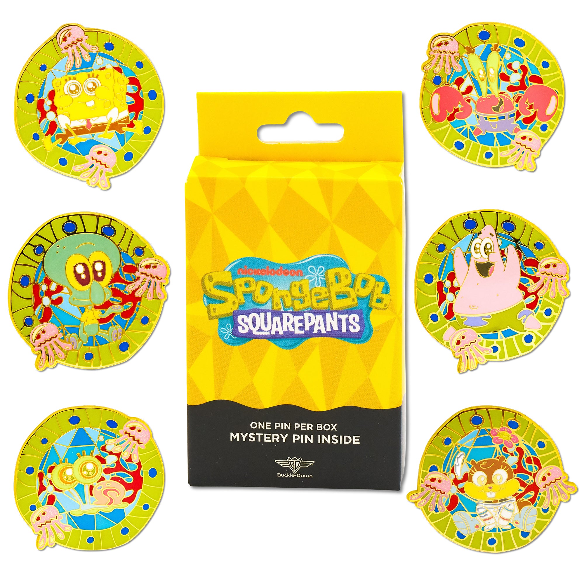 SpongeBob SquarePants Glow in the Dark Mystery Enamel Pin Blind Box Series, SpongeBob, Patrick, Squidward, Mr. Krabs, Gary, or Sandy