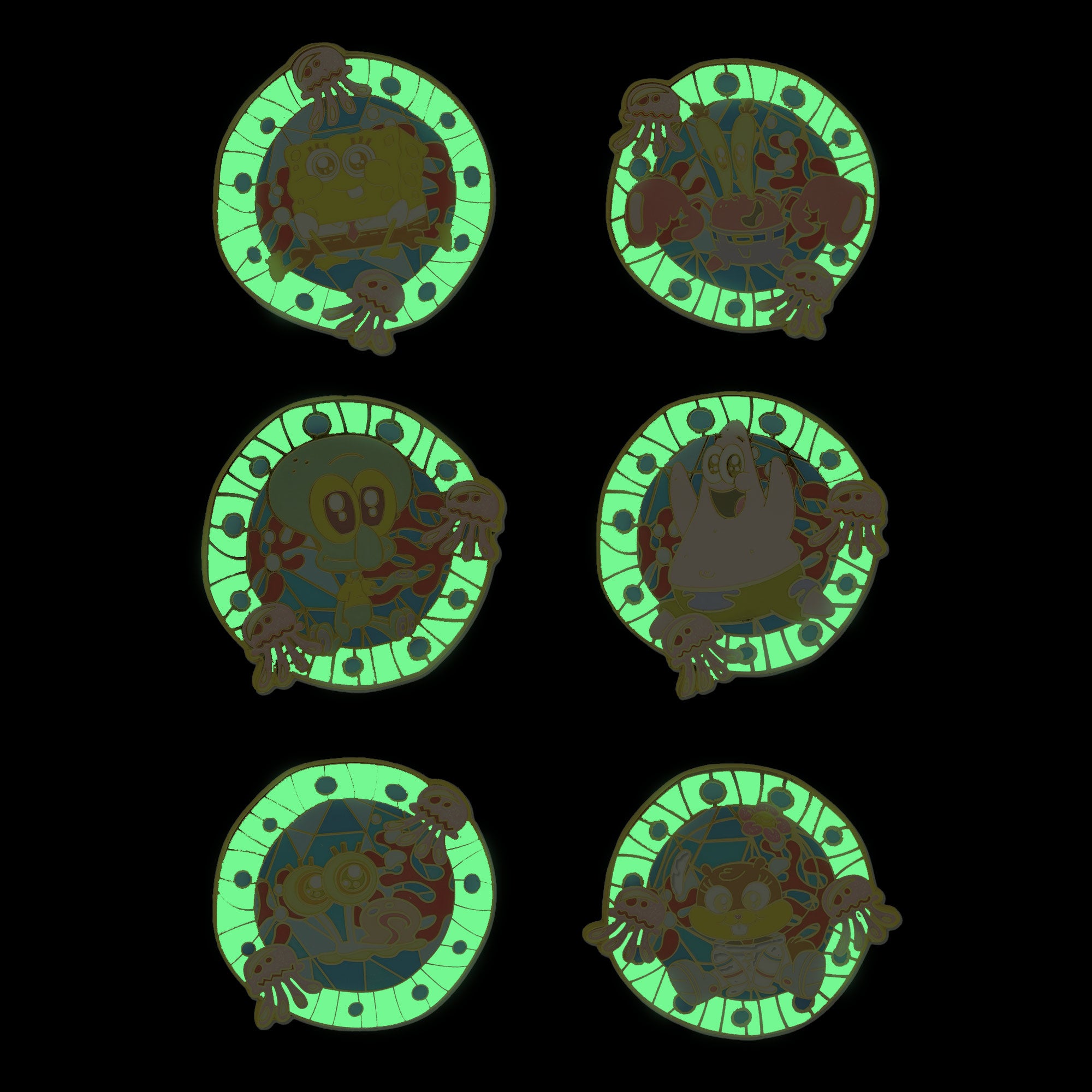 SpongeBob SquarePants Glow in the Dark Mystery Enamel Pin Blind Box Series, SpongeBob, Patrick, Squidward, Mr. Krabs, Gary, or Sandy Blind Box Pins SpongeBob SquarePants