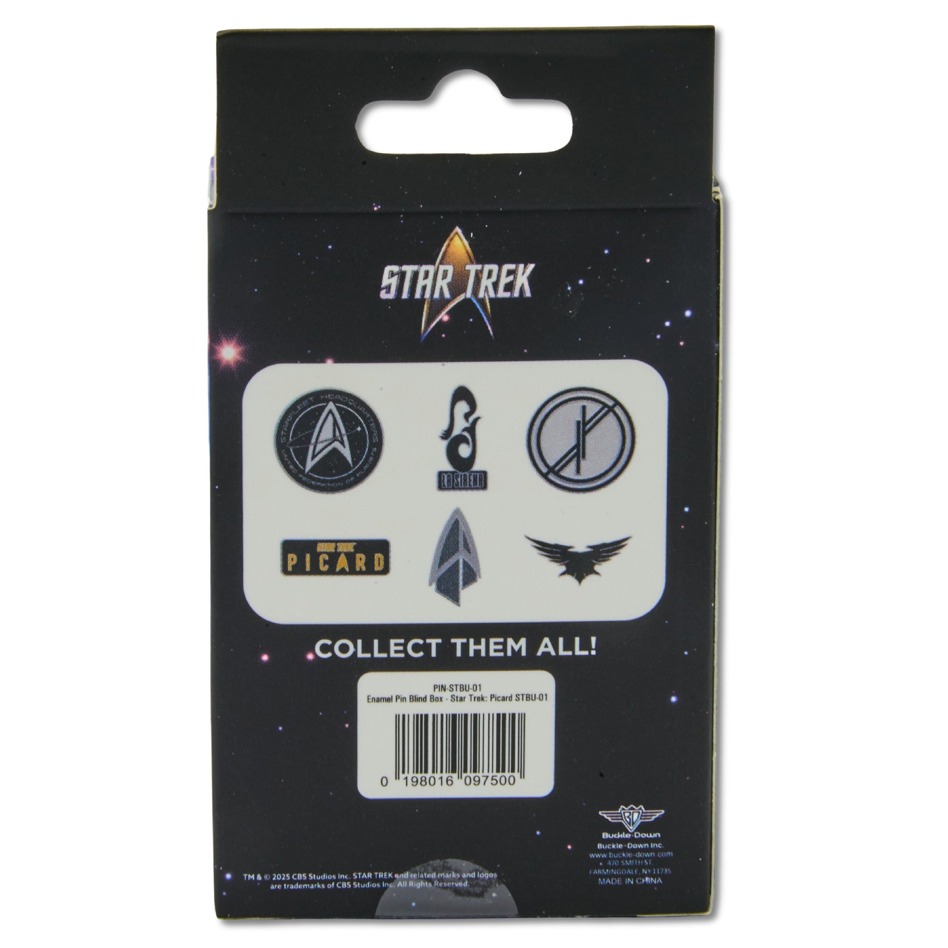 Star Trek Mystery Enamel Pin Blind Box Series, Starfleet Headquarters, Picard Title Logo, La Sirena Insignia, The Raptor's Wings Insignia, Starfleet Insignia, or The Fenris Rangers Insignia Blind Box Pins Star Trek