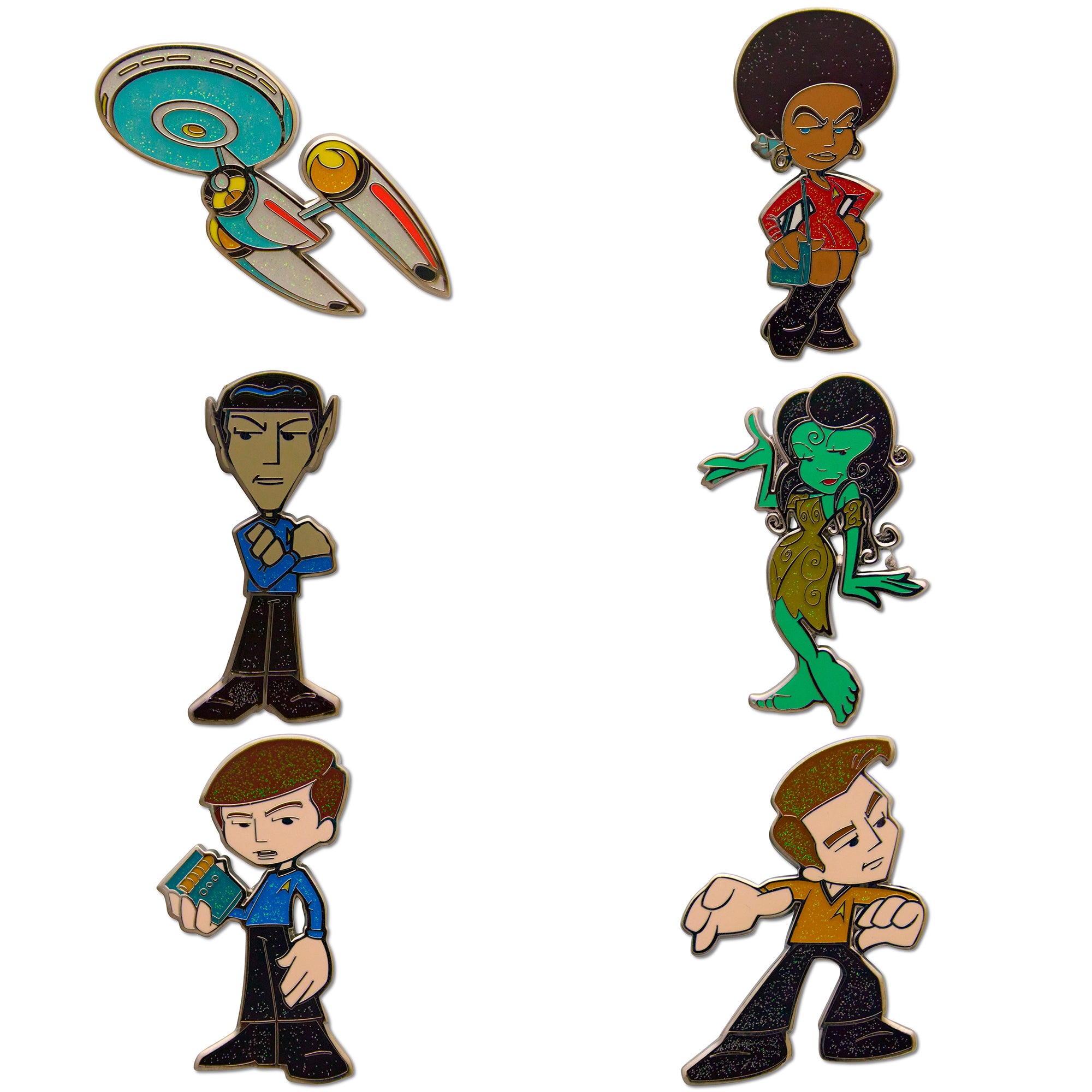 Star Trek Chibi Mystery Enamel Pin Blind Box Series, Starship Enterprise, Captain Kirk, Dr McCoy, Spock, Orion Slave Girl, or Uhura