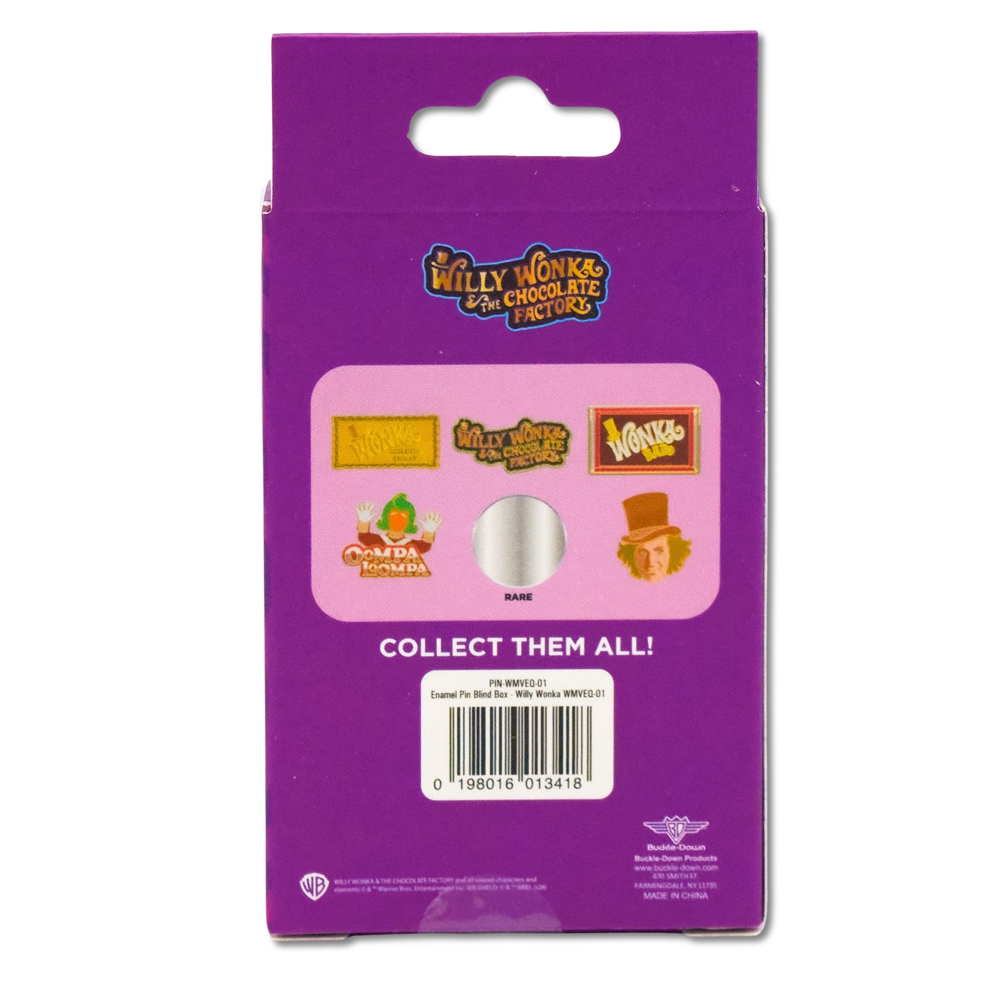 Willy Wonka and the Chocolate Factory Mystery Enamel Pin Blind Box Series, Wonka Bar, Golden Ticket, Oompa Loompa, Willy Wonka Face, Round Title Logo, or Colorful Title Logo