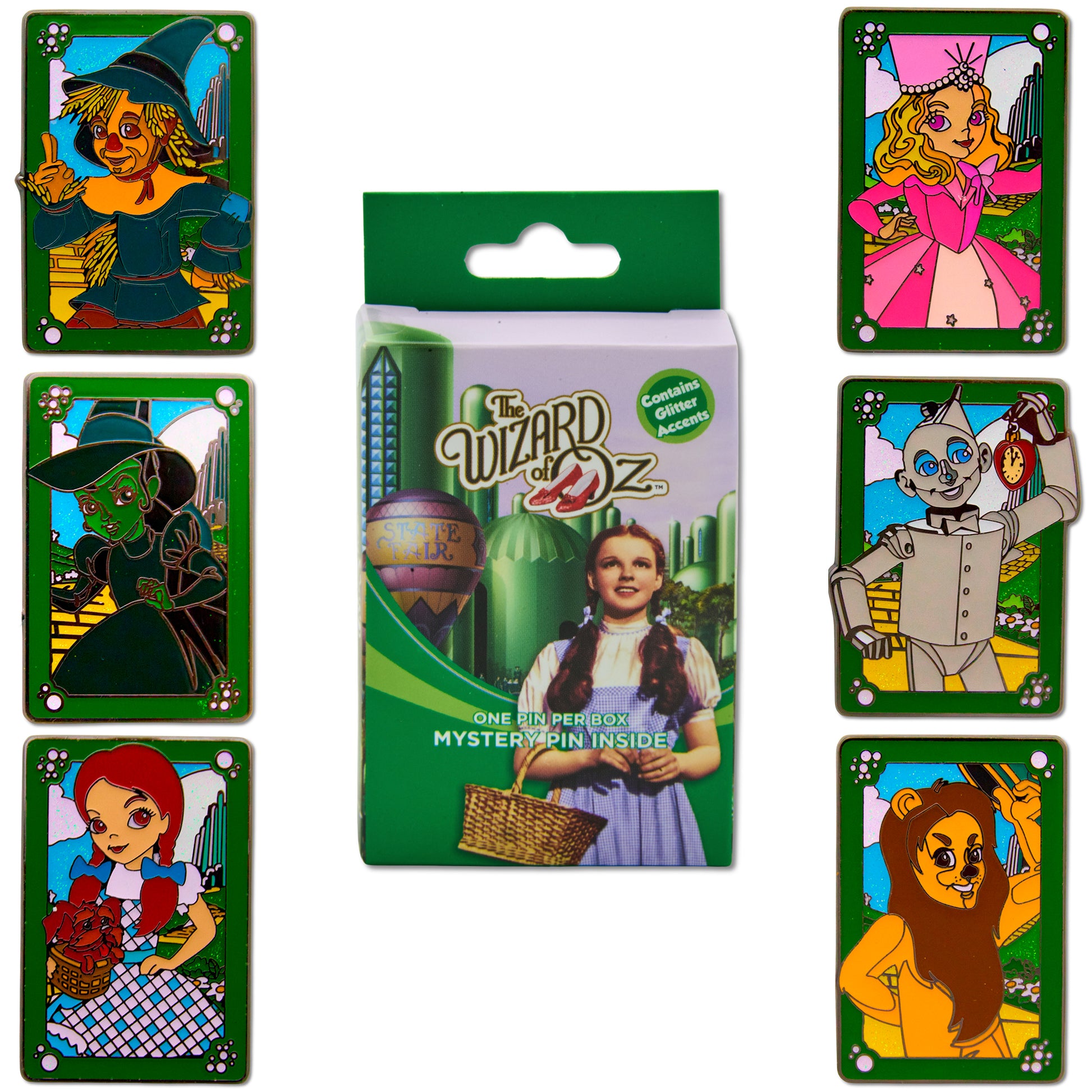 The Wizard of Oz Emerald City Mystery Enamel Pin Blind Box Series, Dorothy, Glinda, Wicked Witch, Tinman, Scarecrow, or Cowardly Lion Blind Box Pins The Wizard of Oz