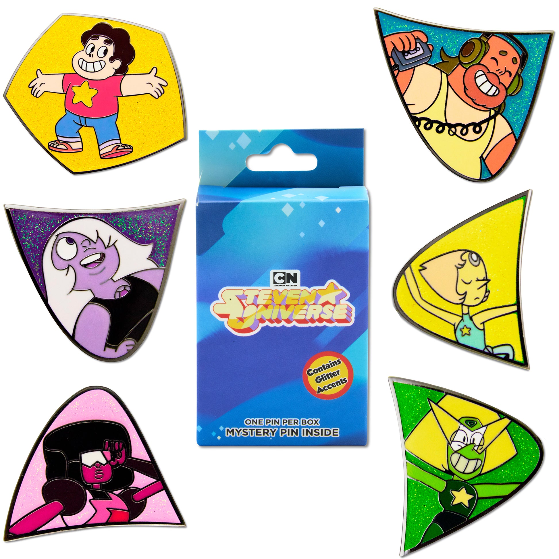 Steven Universe Star Puzzle Mystery Enamel Pin Blind Box Series, Steven, Greg, Pearl, Garnet, Peridot, or Amethyst Blind Box Pins Steven Universe
