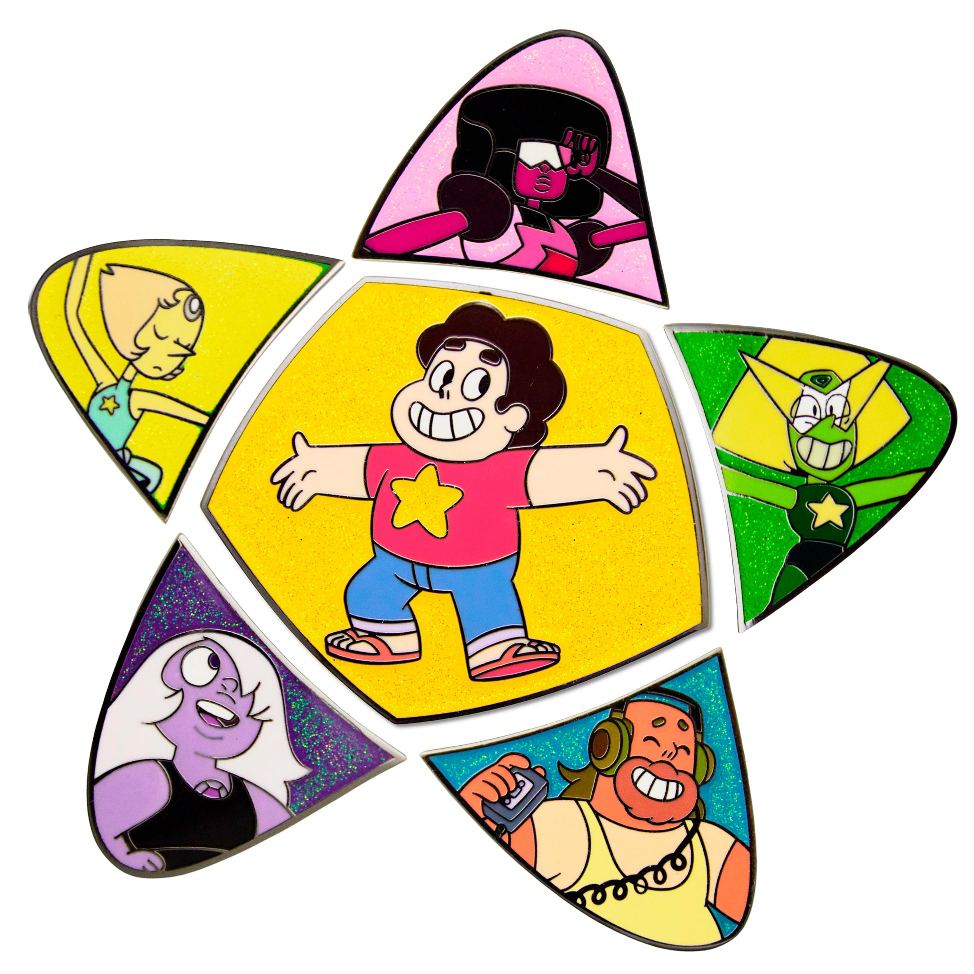 Steven Universe Star Puzzle Mystery Enamel Pin Blind Box Series, Steven, Greg, Pearl, Garnet, Peridot, or Amethyst Blind Box Pins Steven Universe